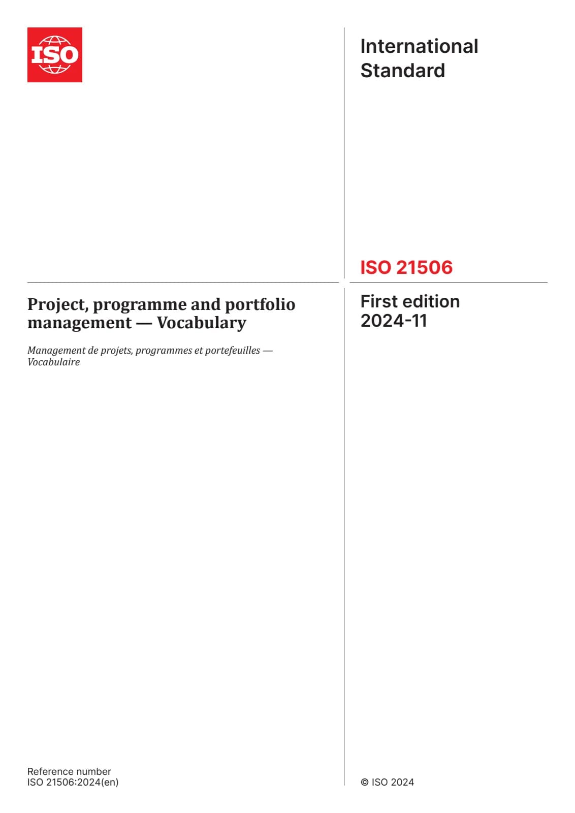 Первая страница стандарта ISO 21506:2024