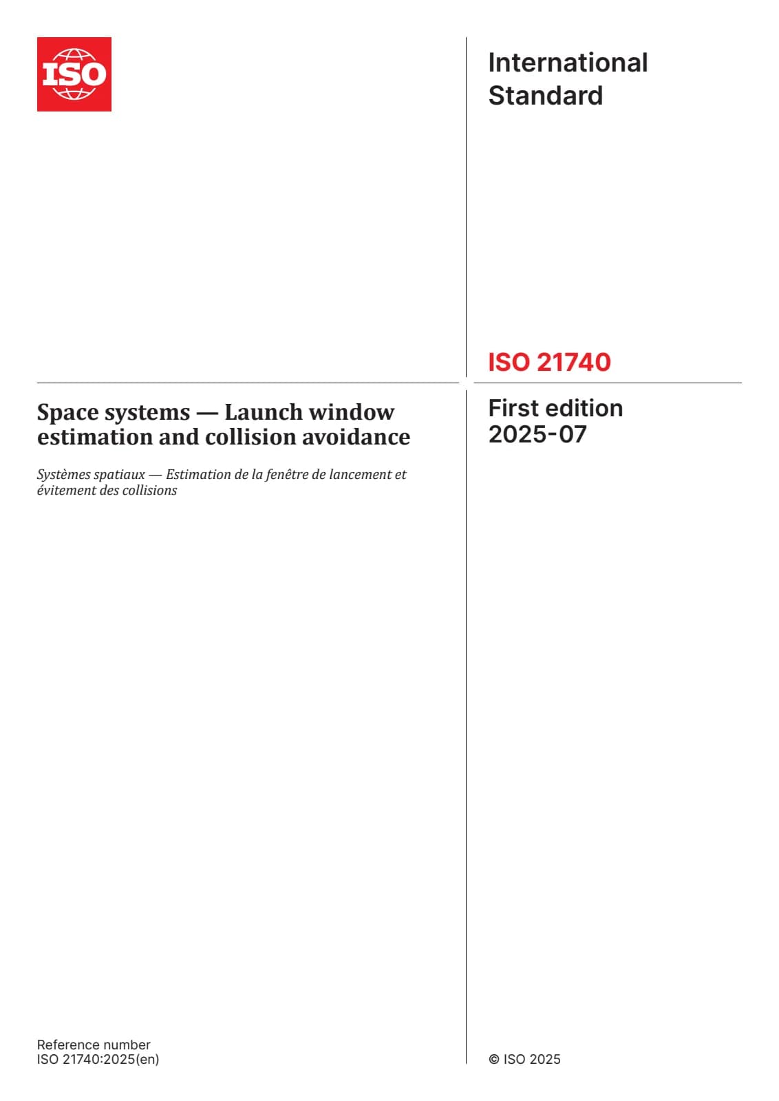 Первая страница стандарта ISO 21740:2025