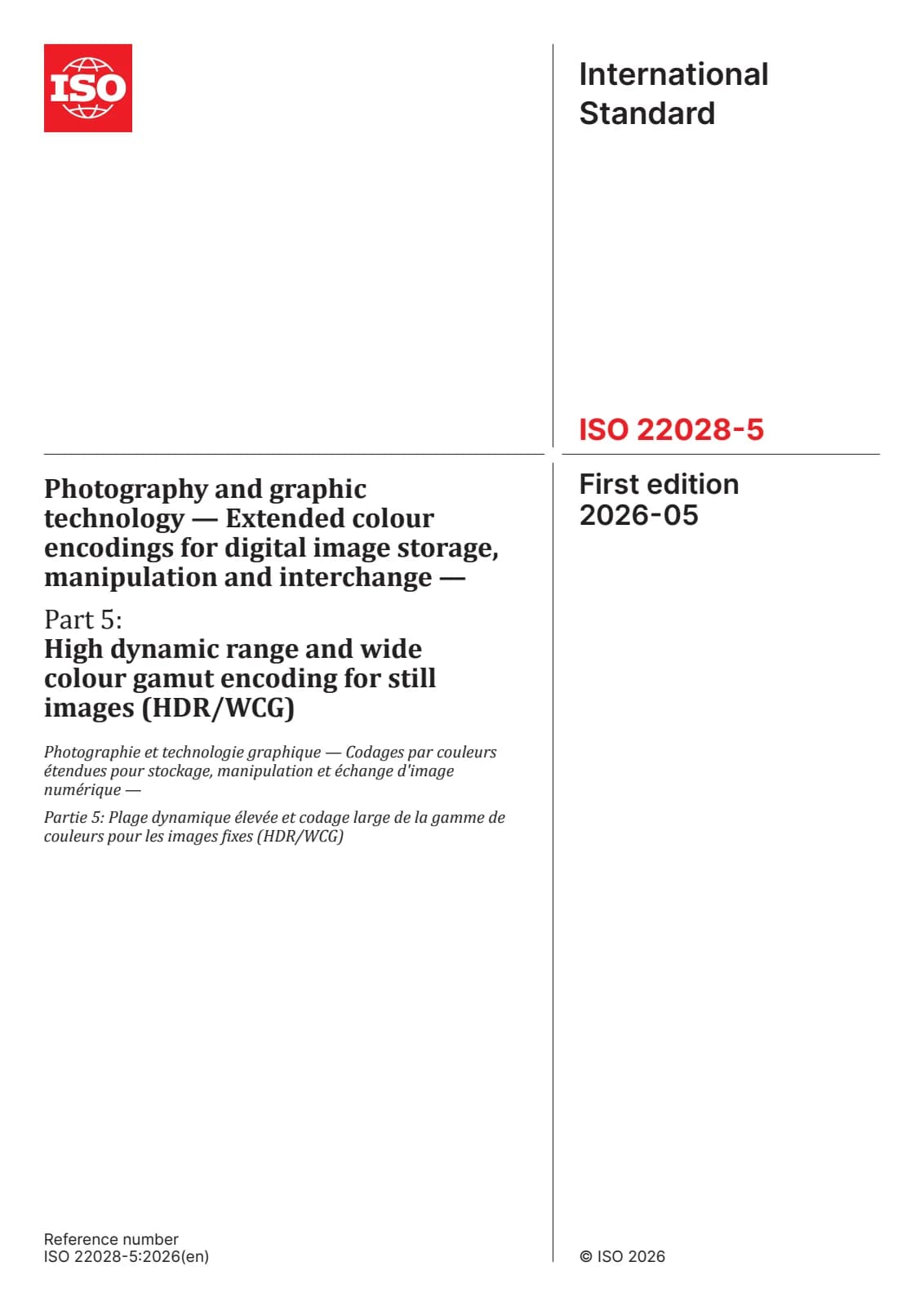 Первая страница стандарта ISO 22028-5:2026