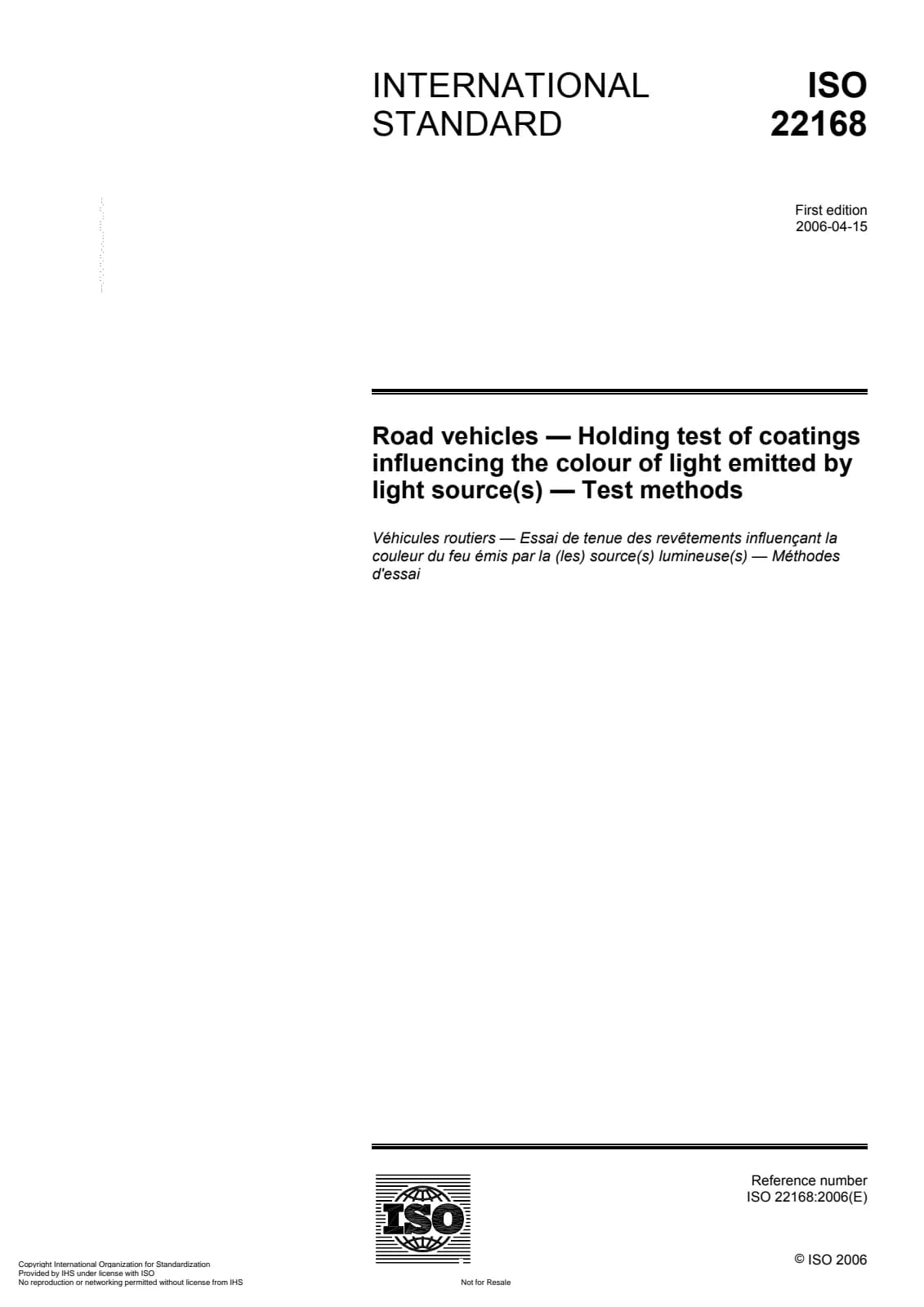 Первая страница стандарта ISO 22168:2006