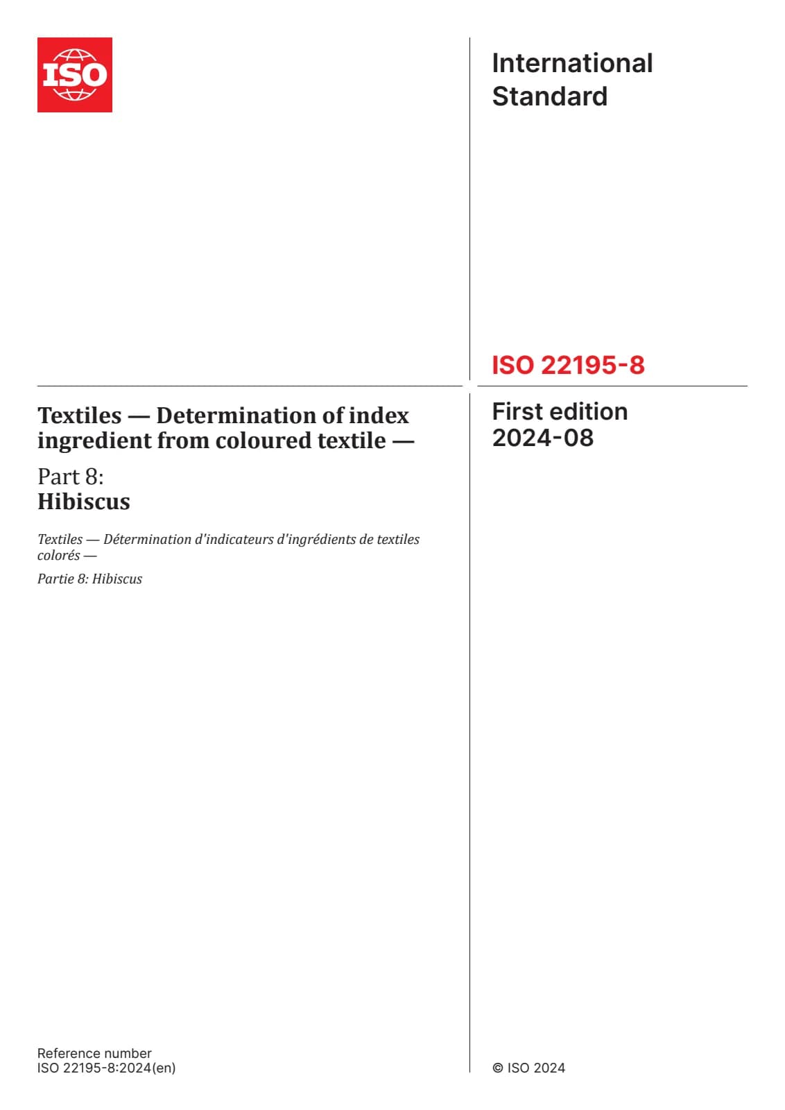 Первая страница стандарта ISO 22195-8:2024