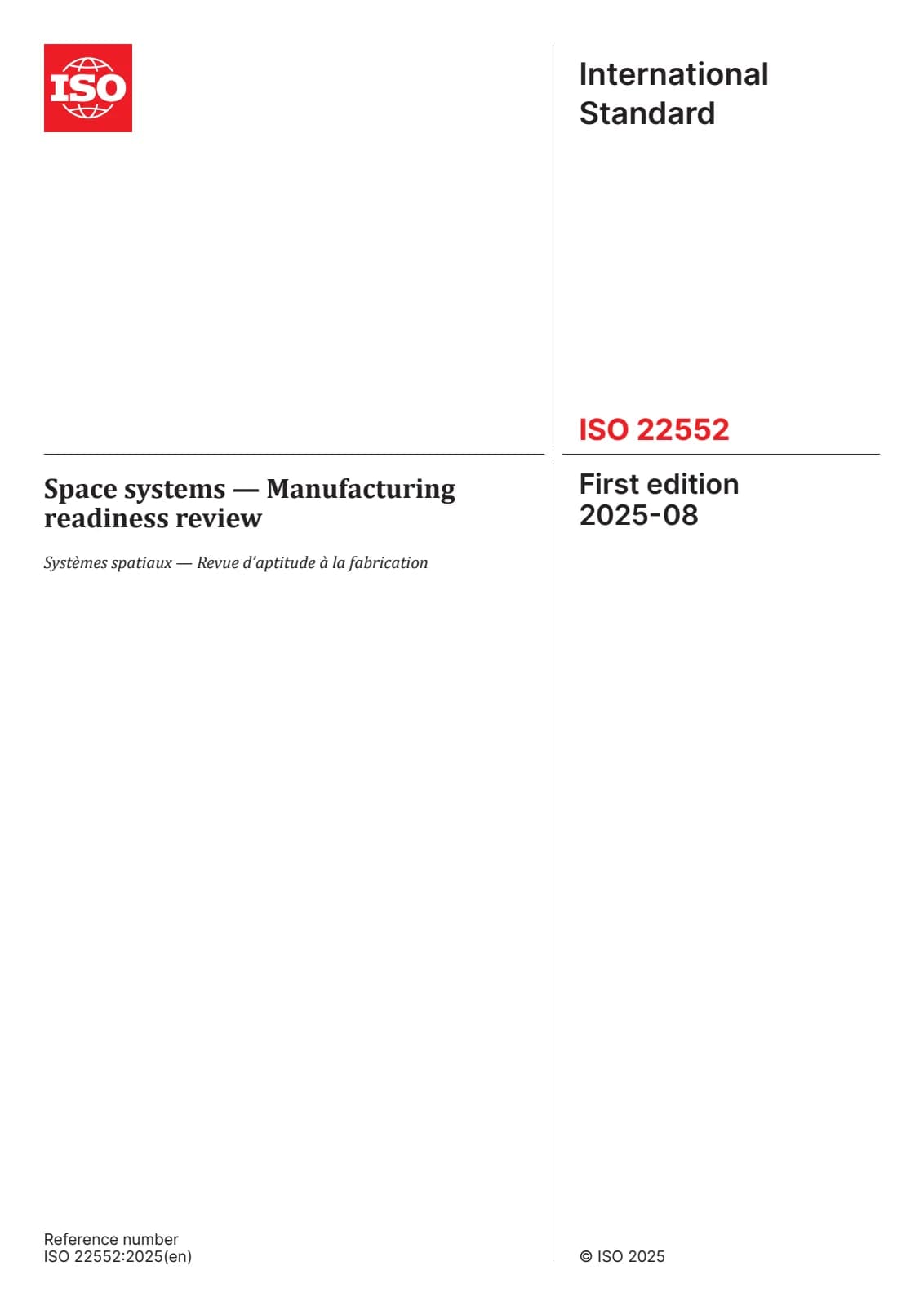Первая страница стандарта ISO 22552:2025