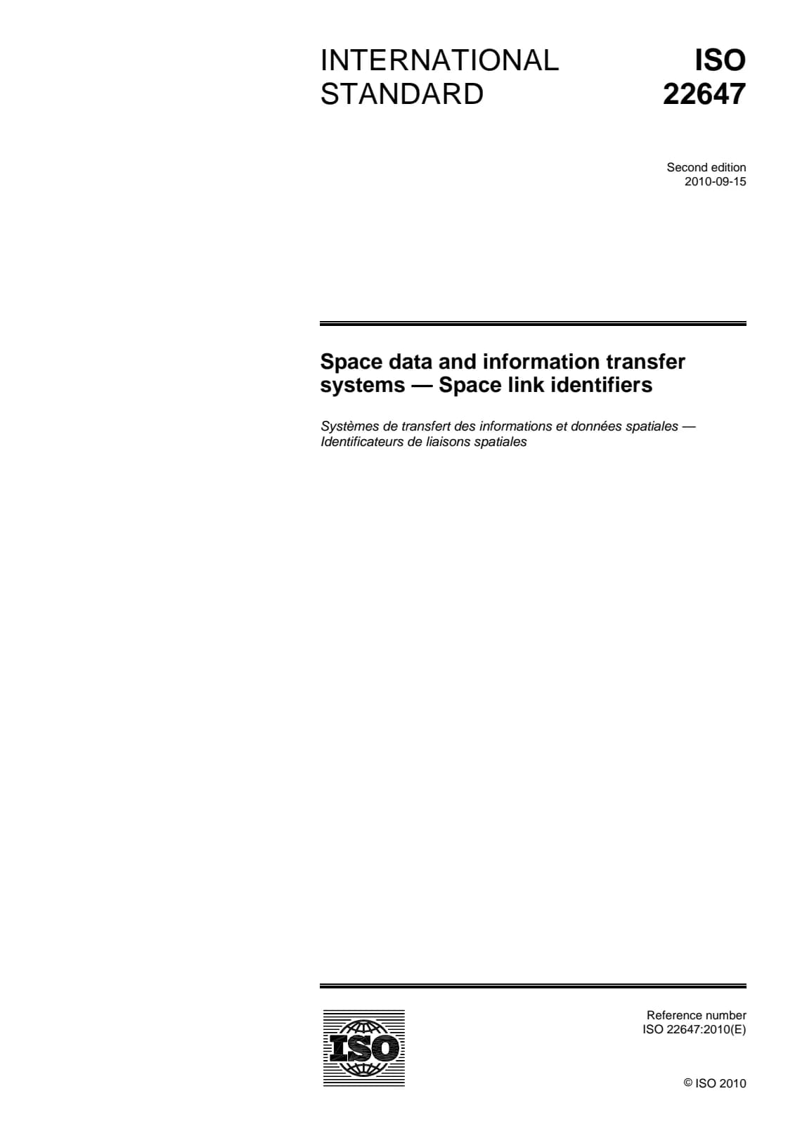 Первая страница стандарта ISO 22647:2010