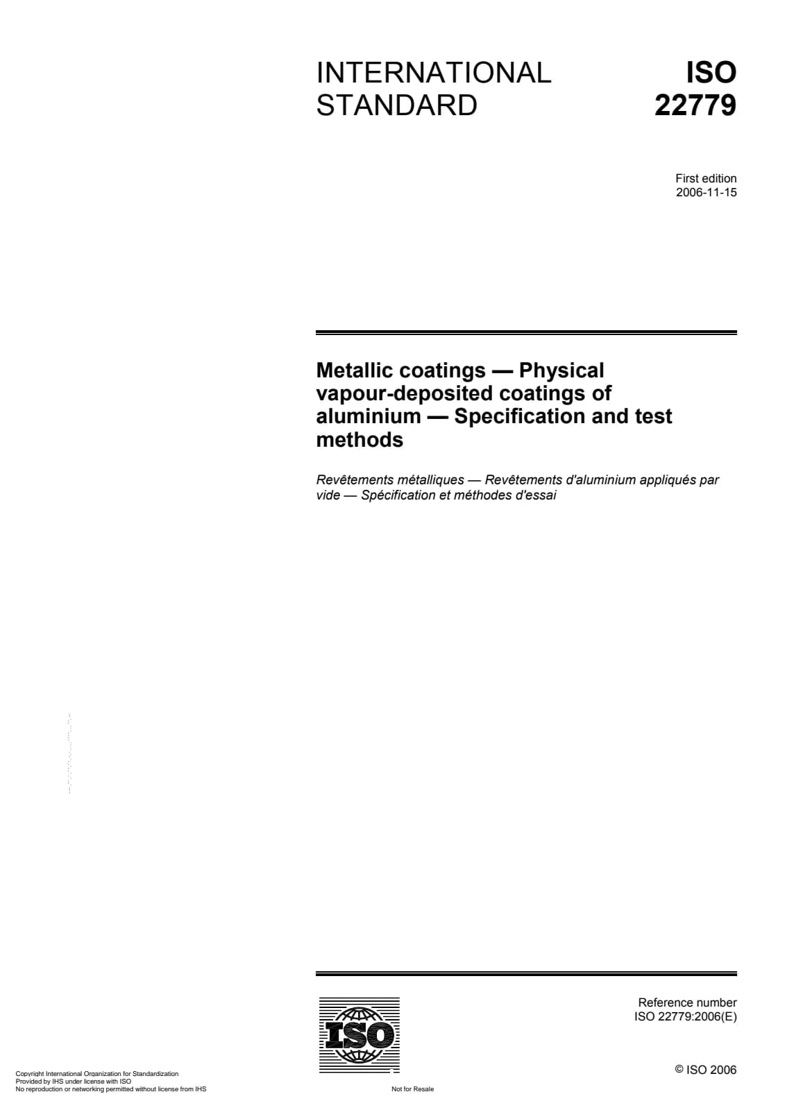 Первая страница стандарта ISO 22779:2006