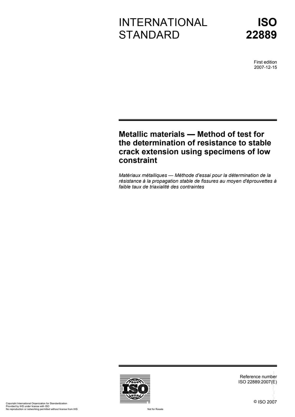 Первая страница стандарта ISO 22889:2007