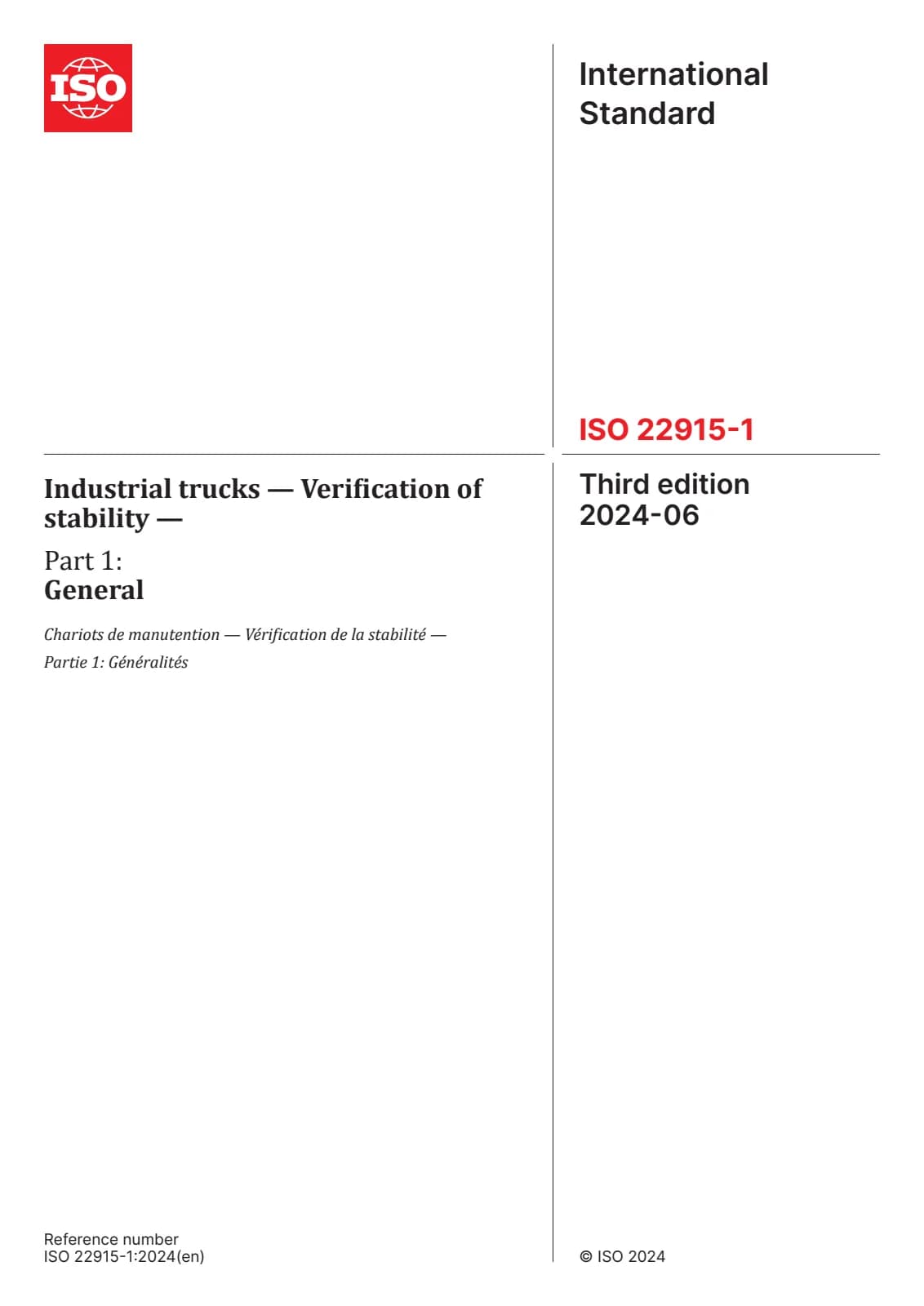 Первая страница стандарта ISO 22915-1:2024