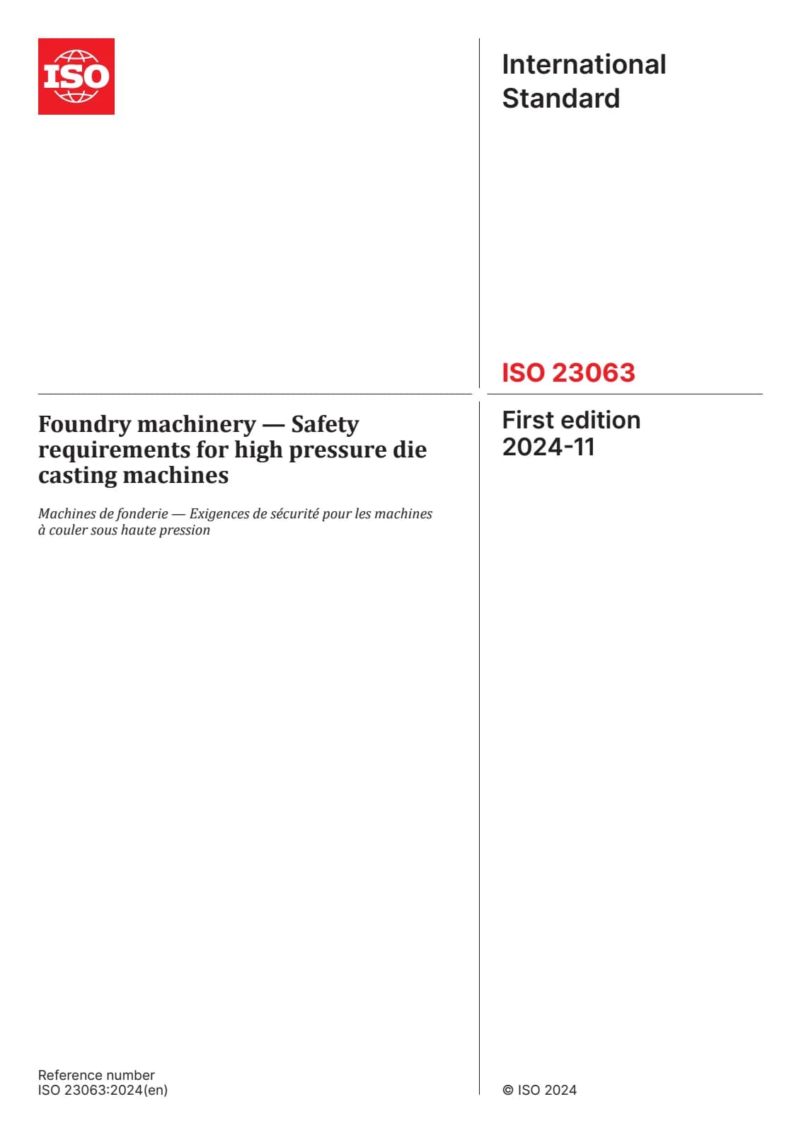 Первая страница стандарта ISO 23063:2024
