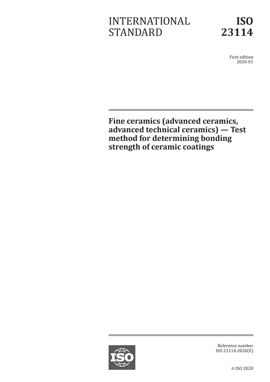 Первая страница стандарта ISO 23114:2020