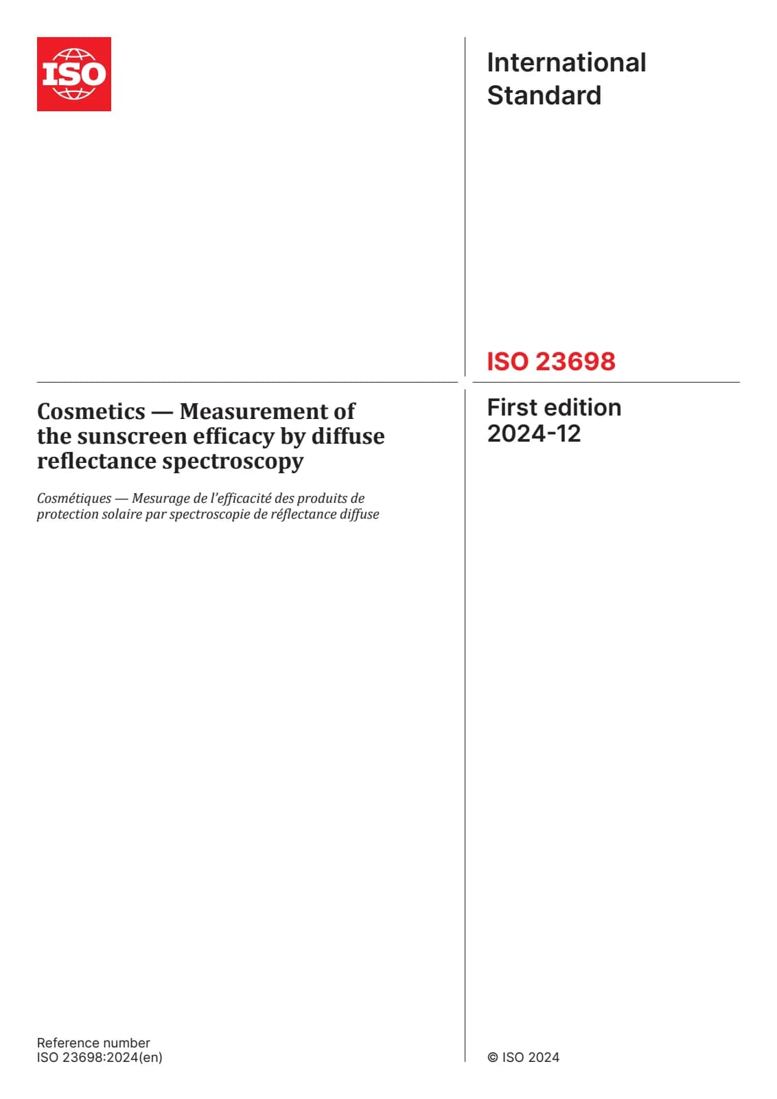 Первая страница стандарта ISO 23698:2024