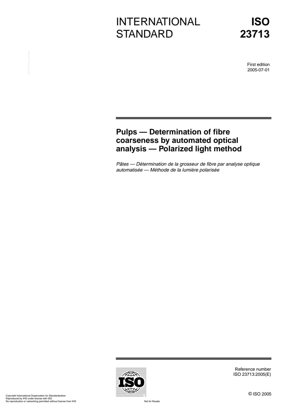 Первая страница стандарта ISO 23713:2005