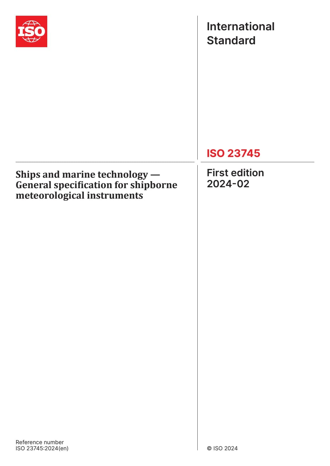 Первая страница стандарта ISO 23745:2024