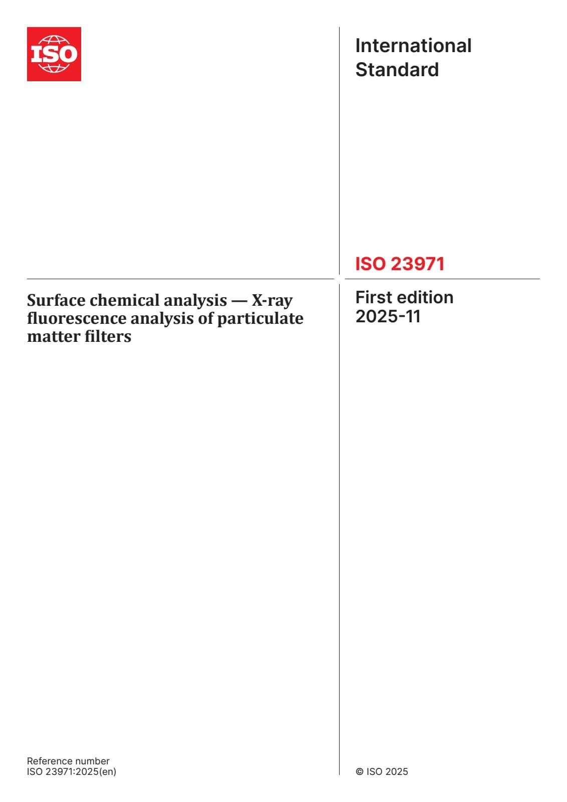 Первая страница стандарта ISO 23971:2025