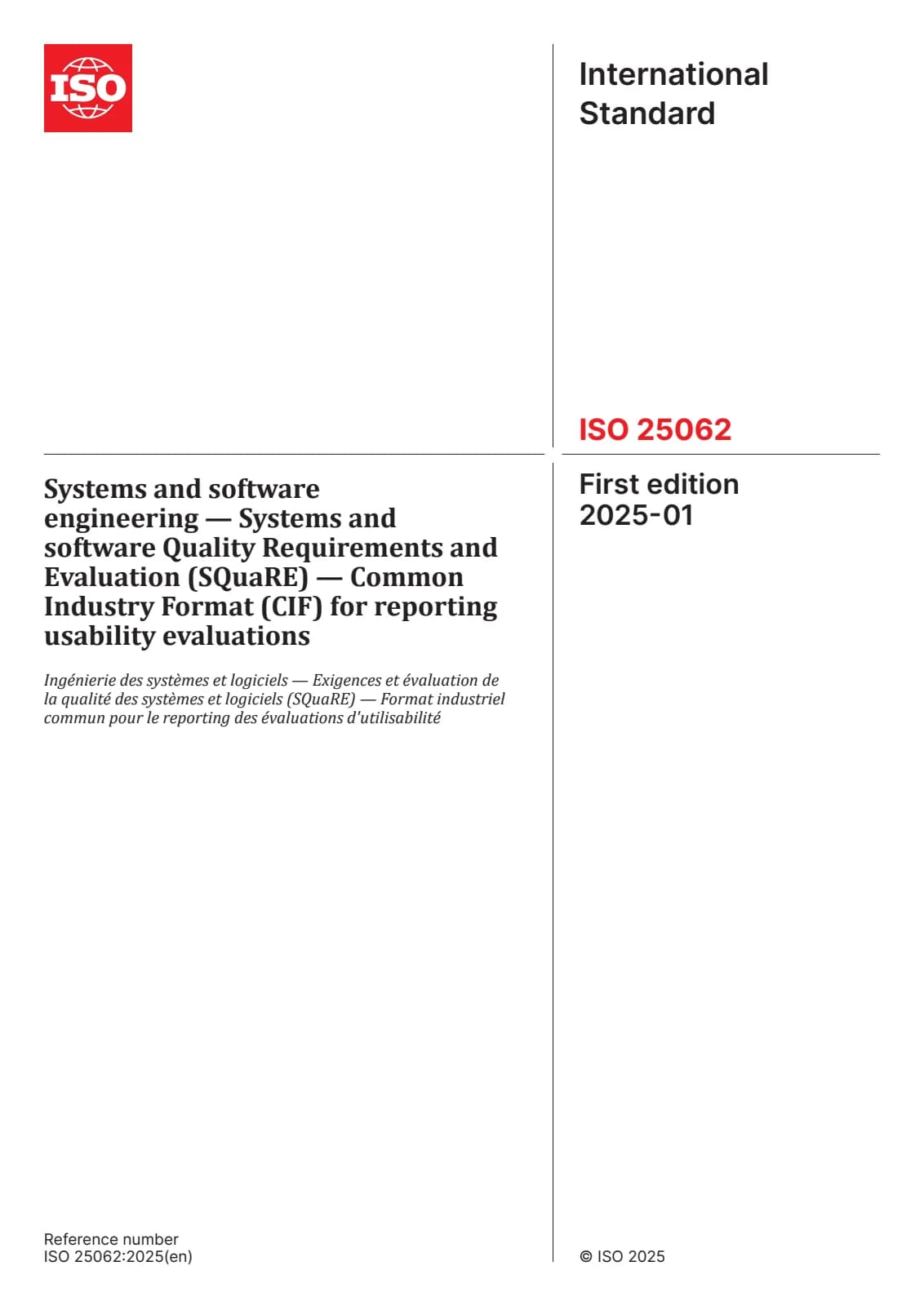 Первая страница стандарта ISO 25062:2025