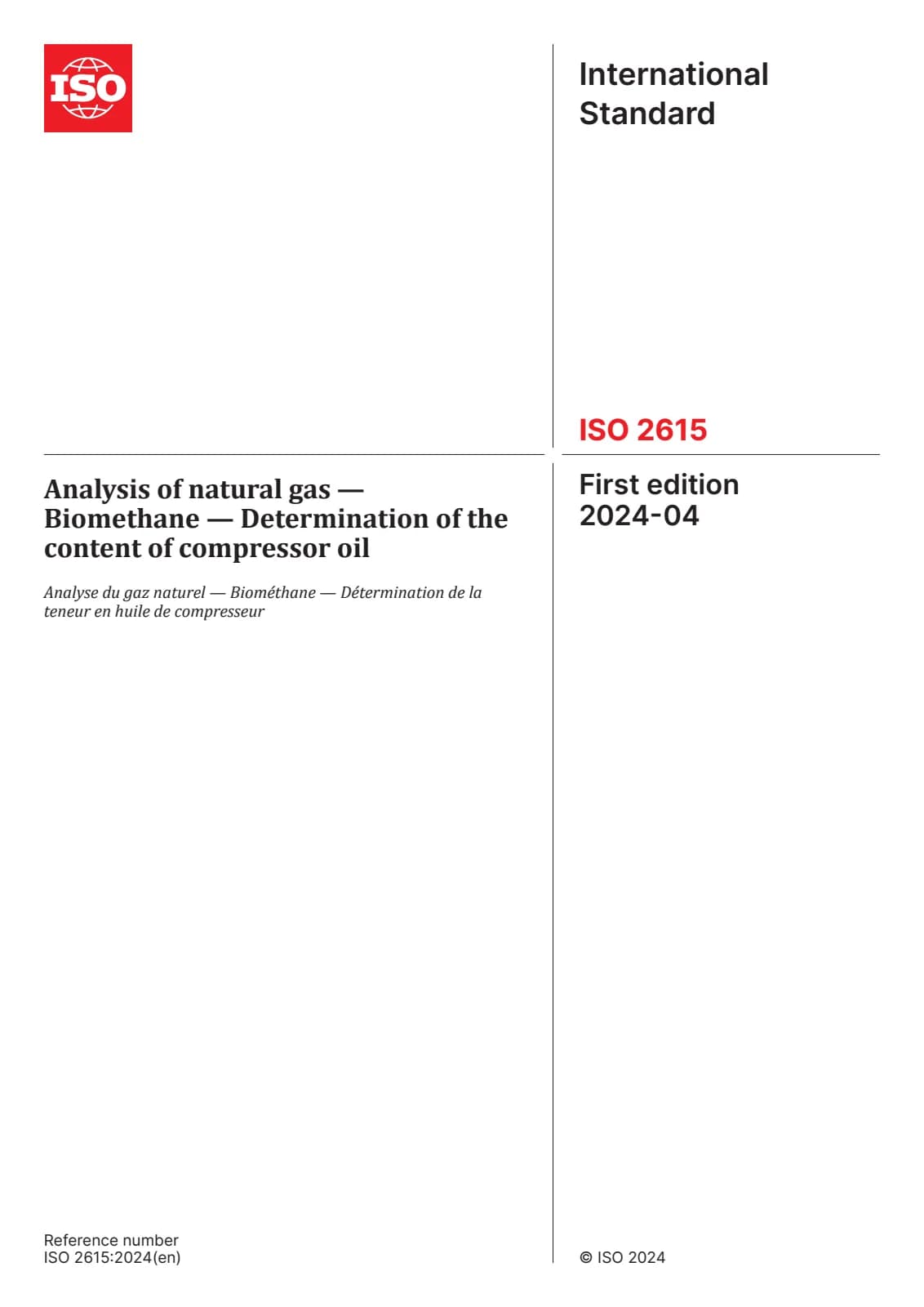 Первая страница стандарта ISO 2615:2024
