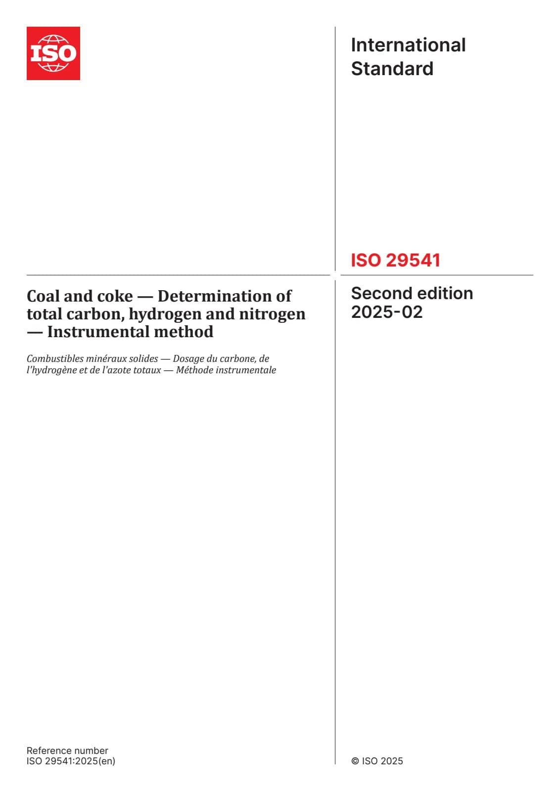 Первая страница стандарта ISO 29541:2025