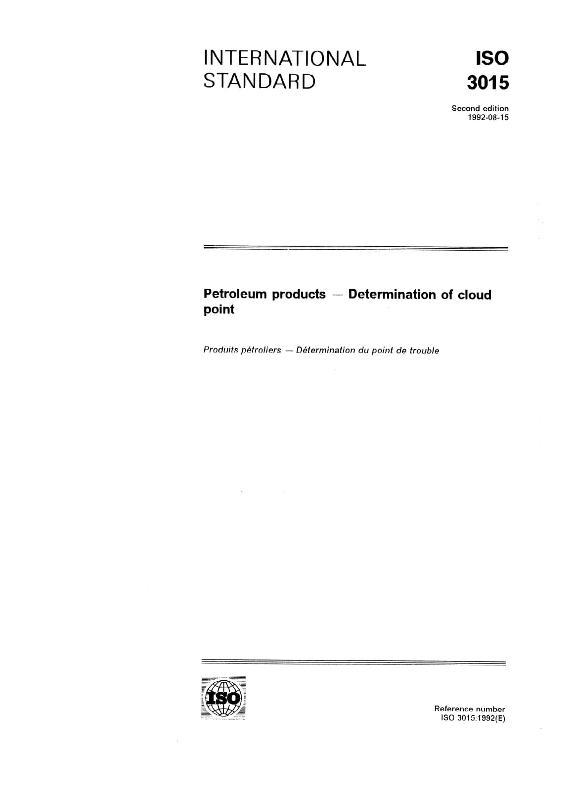Первая страница стандарта ISO 3015:1992
