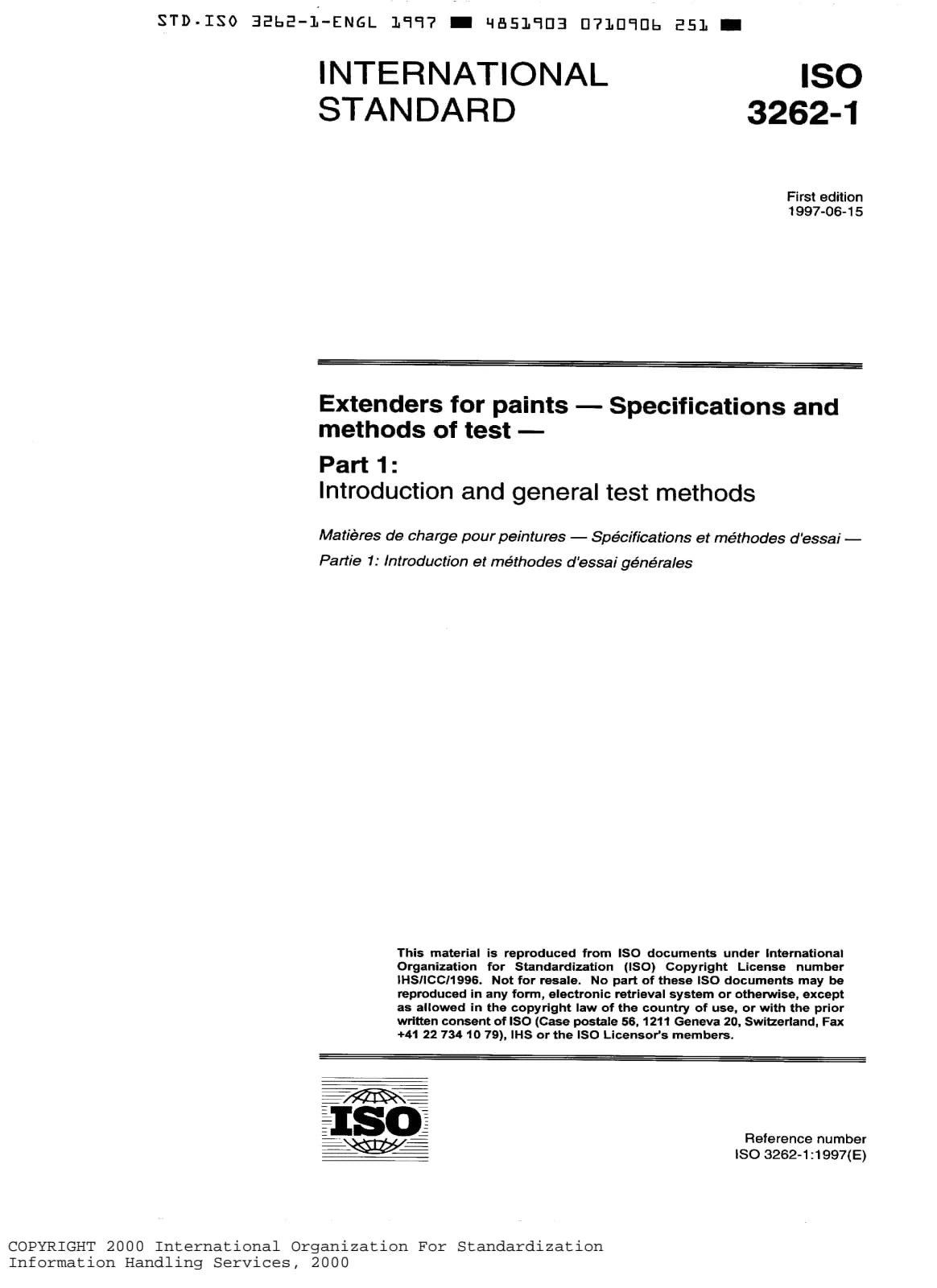 Первая страница стандарта ISO 3262-1:1997