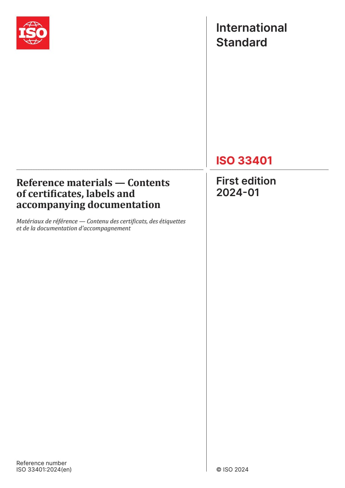 Первая страница стандарта ISO 33401:2024