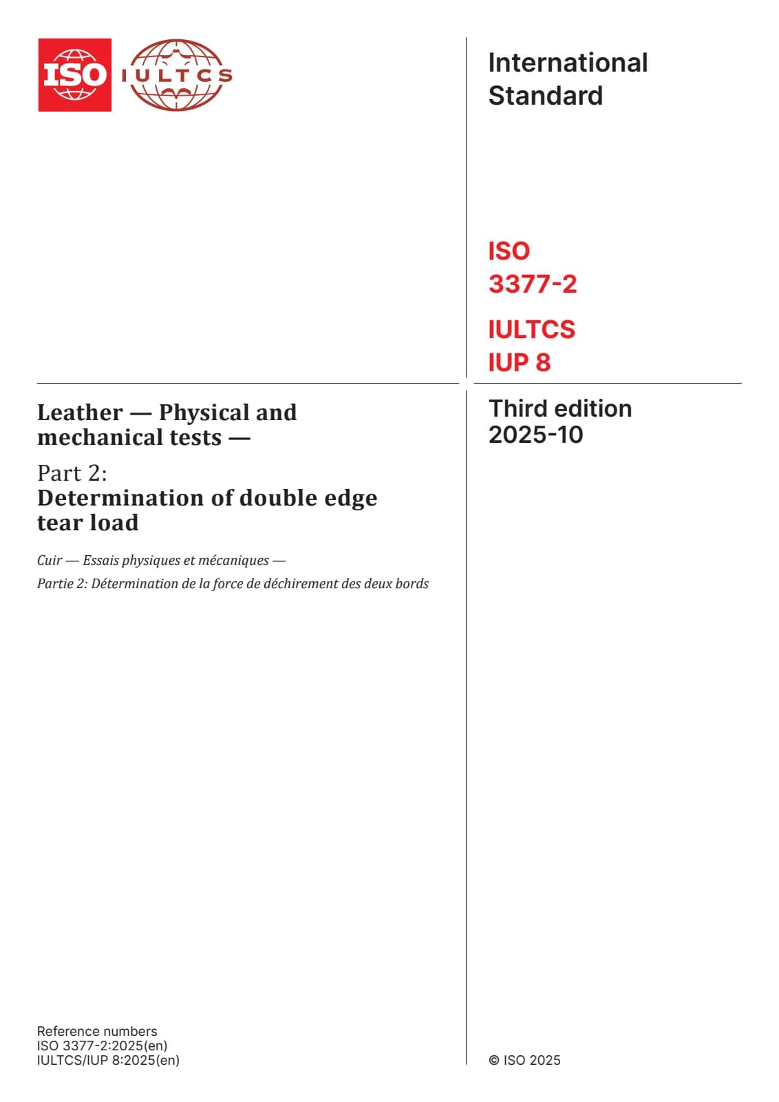 Первая страница стандарта ISO 3377-2:2025