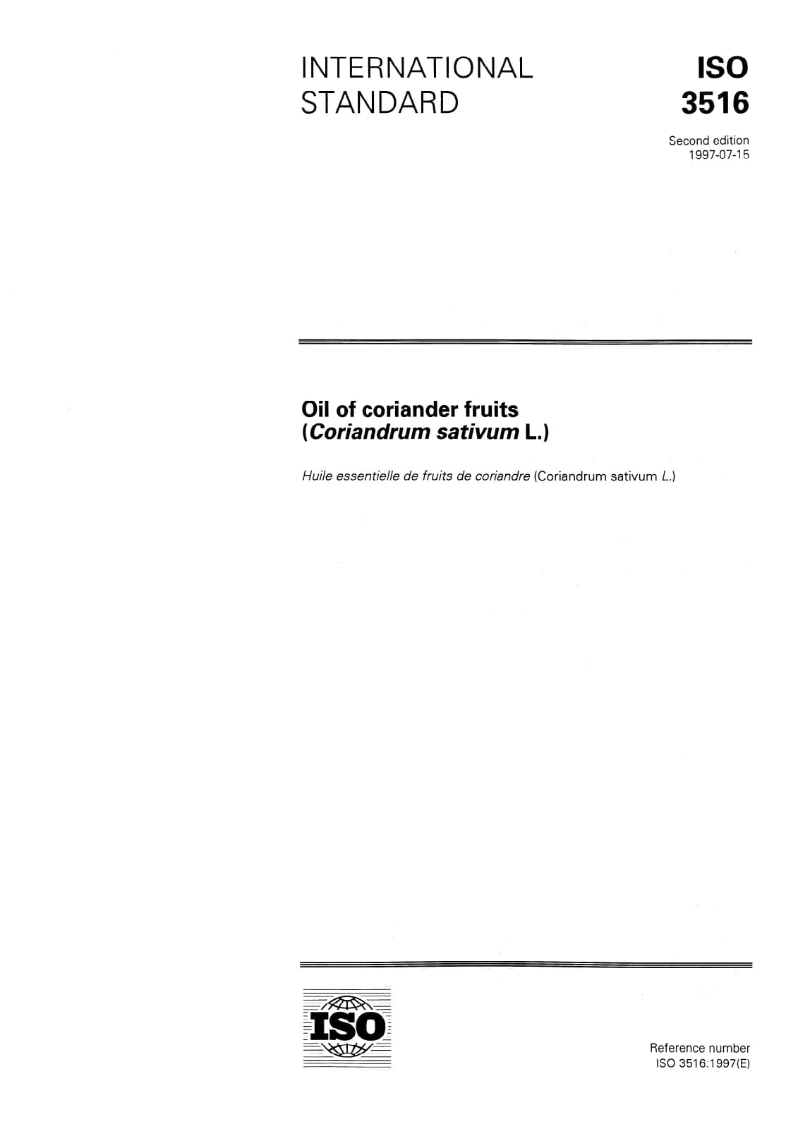 Первая страница стандарта ISO 3516:1997