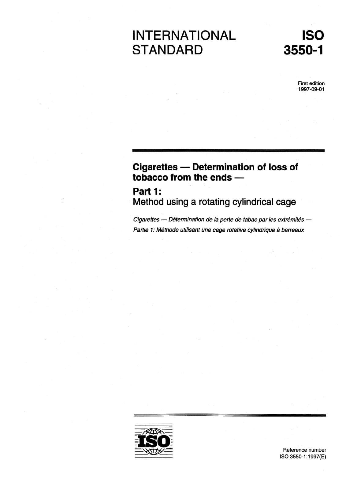 Первая страница стандарта ISO 3550-1:1997