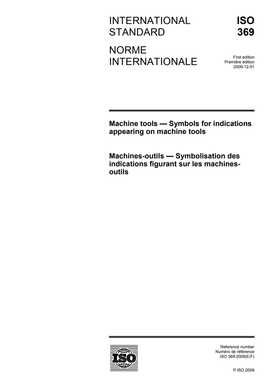 Первая страница стандарта ISO 369:2009