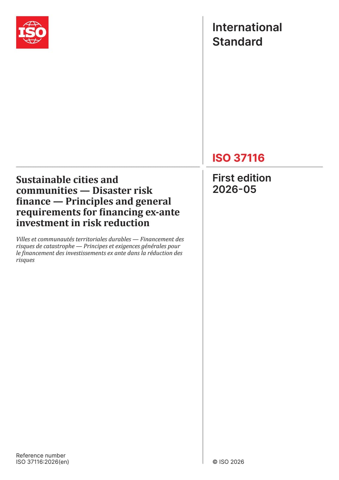 Первая страница стандарта ISO 37116:2026