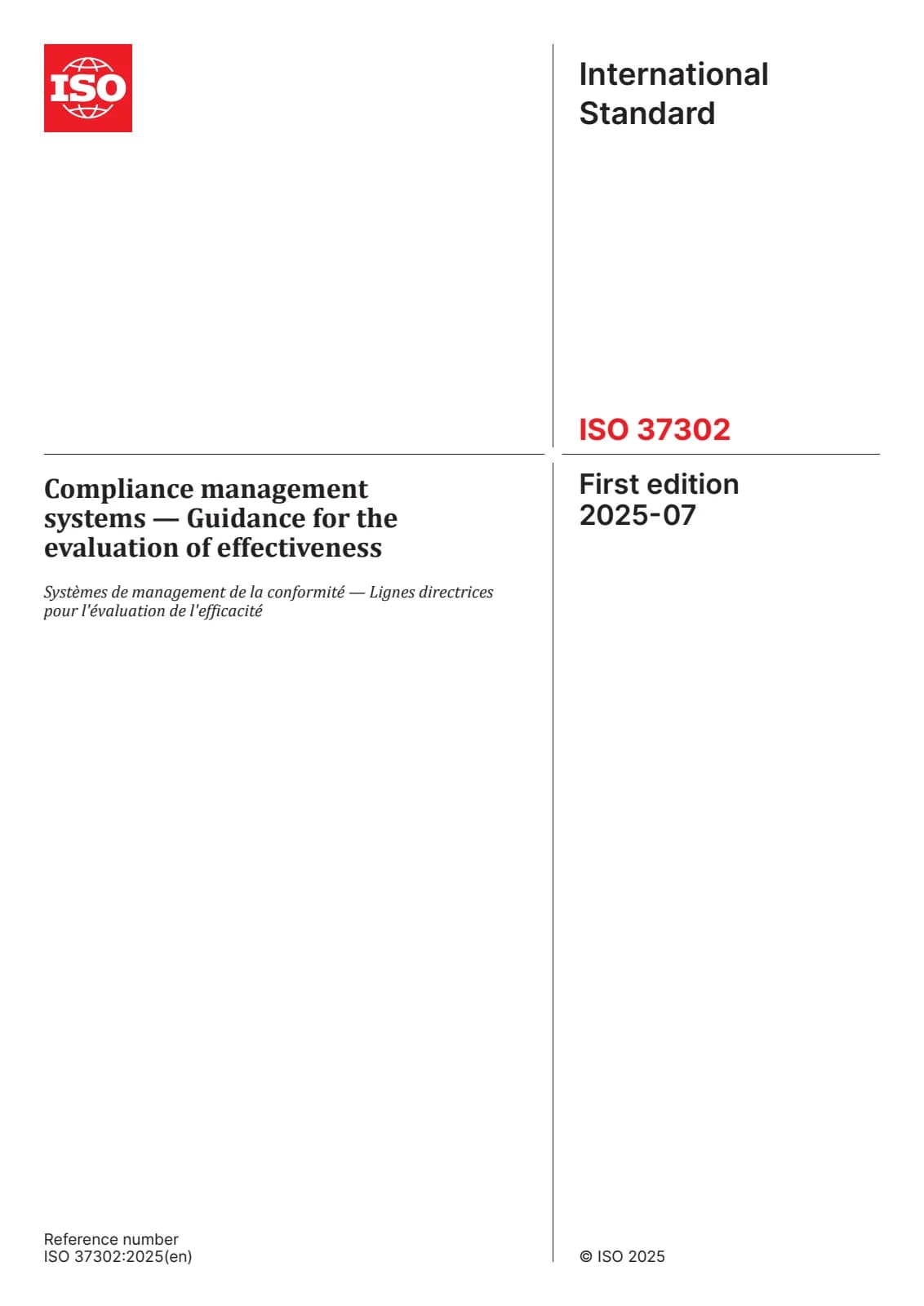 Первая страница стандарта ISO 37302:2025