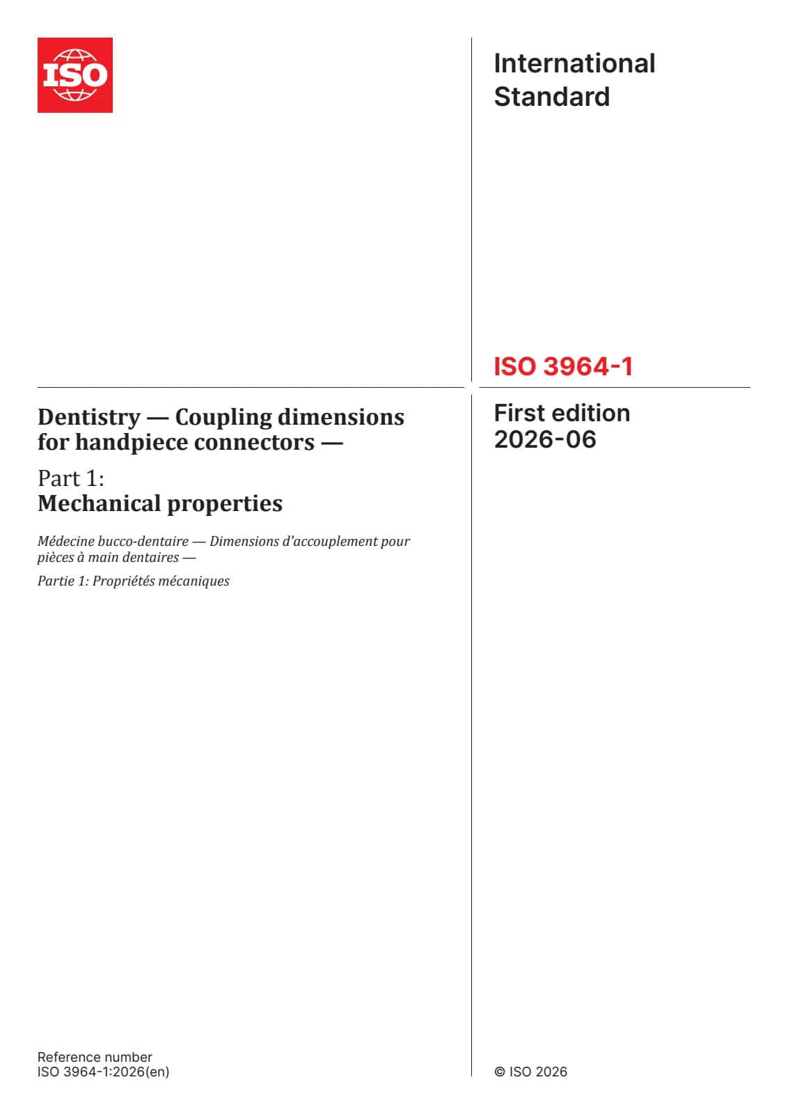 Первая страница стандарта ISO 3964-1:2026