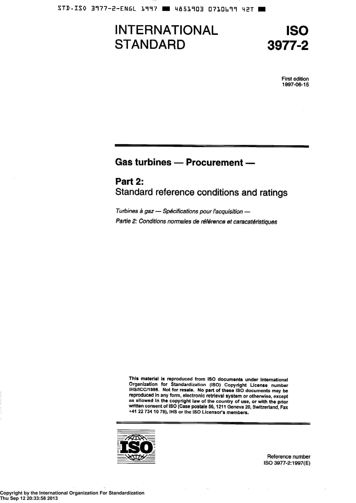 Первая страница стандарта ISO 3977-2:1997