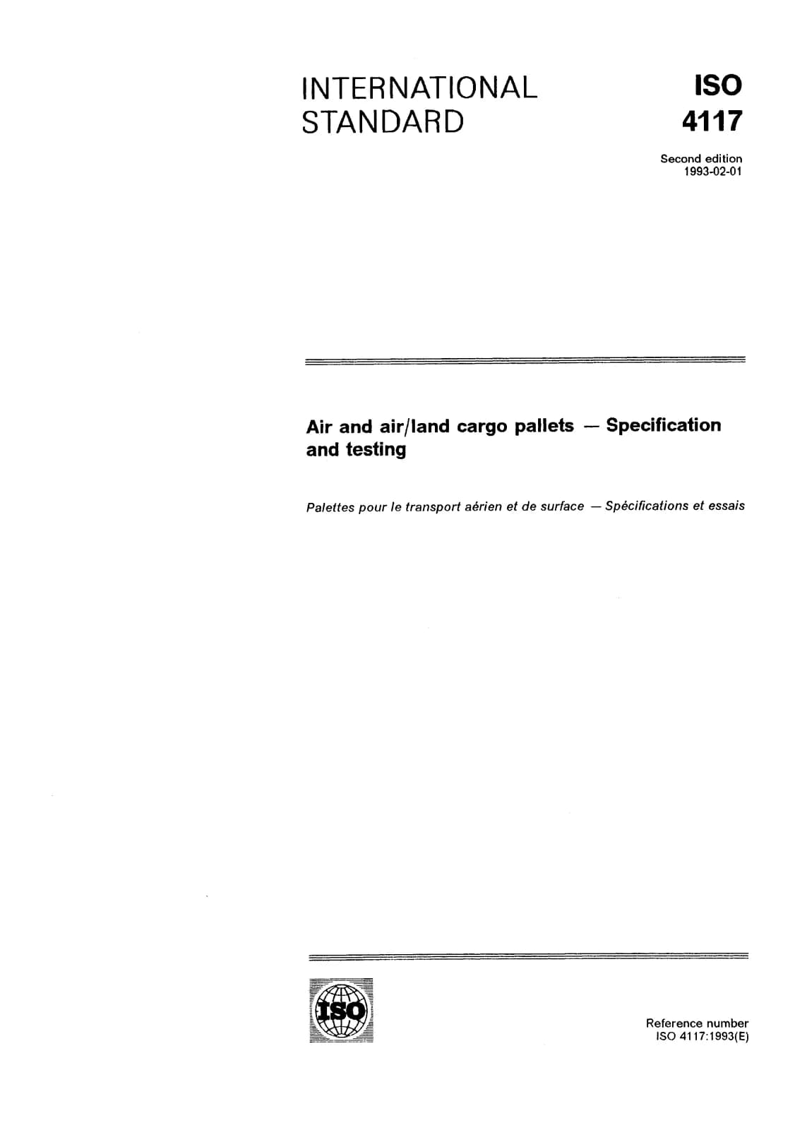 Первая страница стандарта ISO 4117:1993