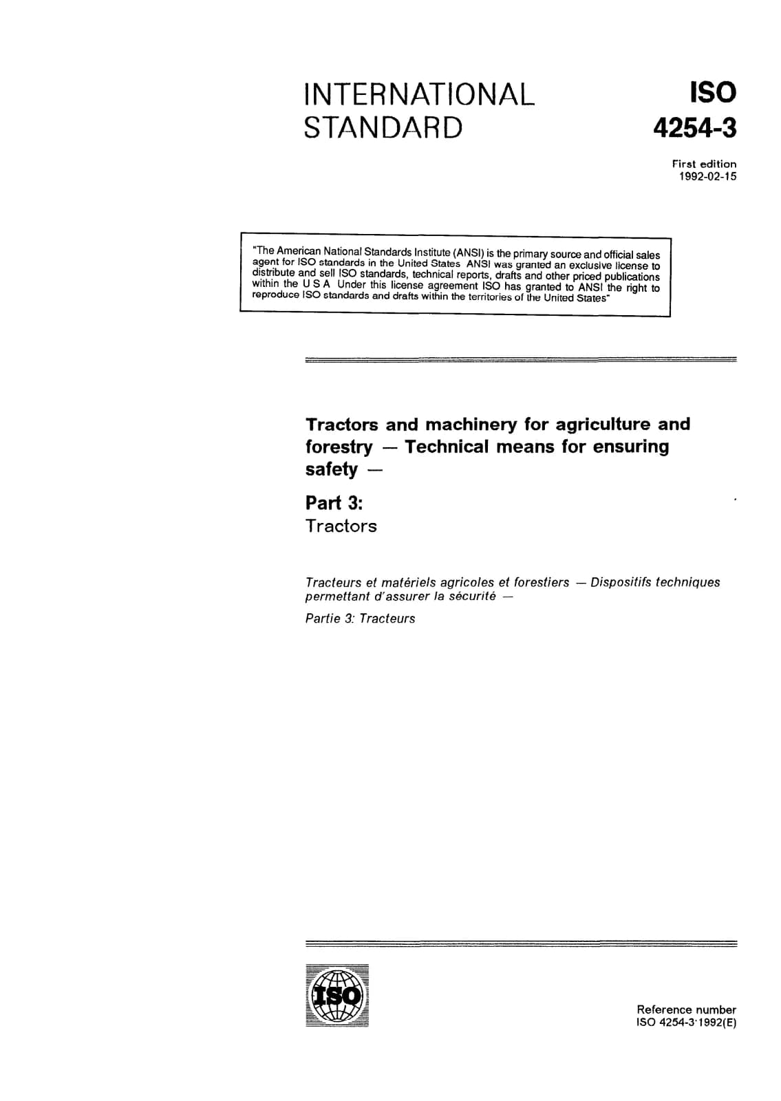 Первая страница стандарта ISO 4254-3:1992