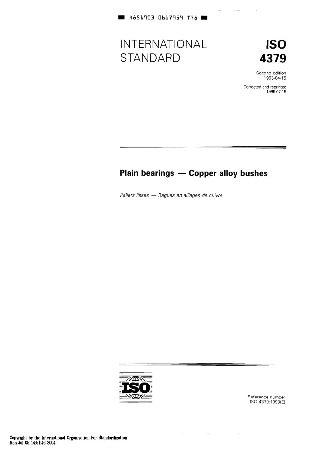 Первая страница стандарта ISO 4379:1993