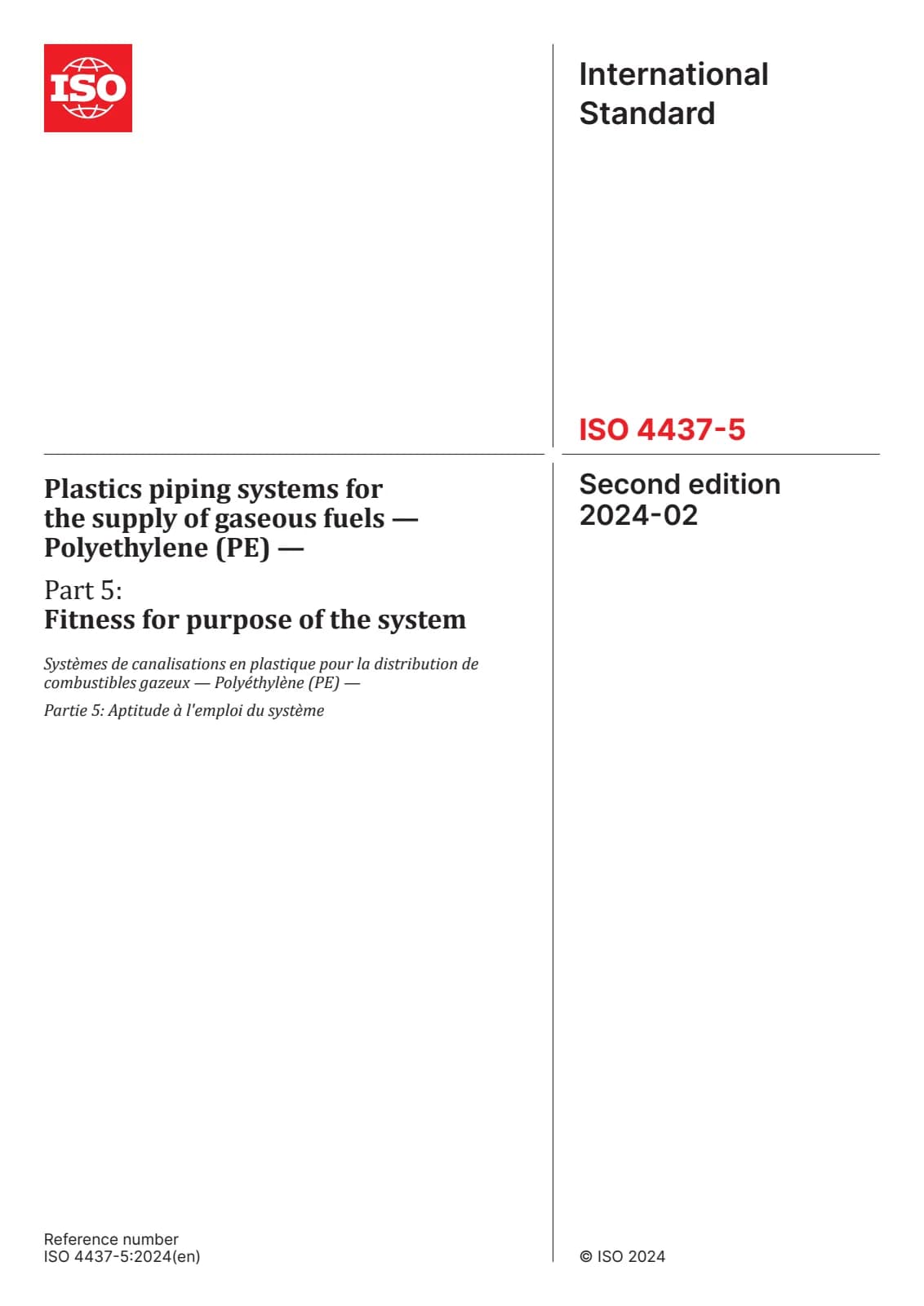 Первая страница стандарта ISO 4437-5:2024