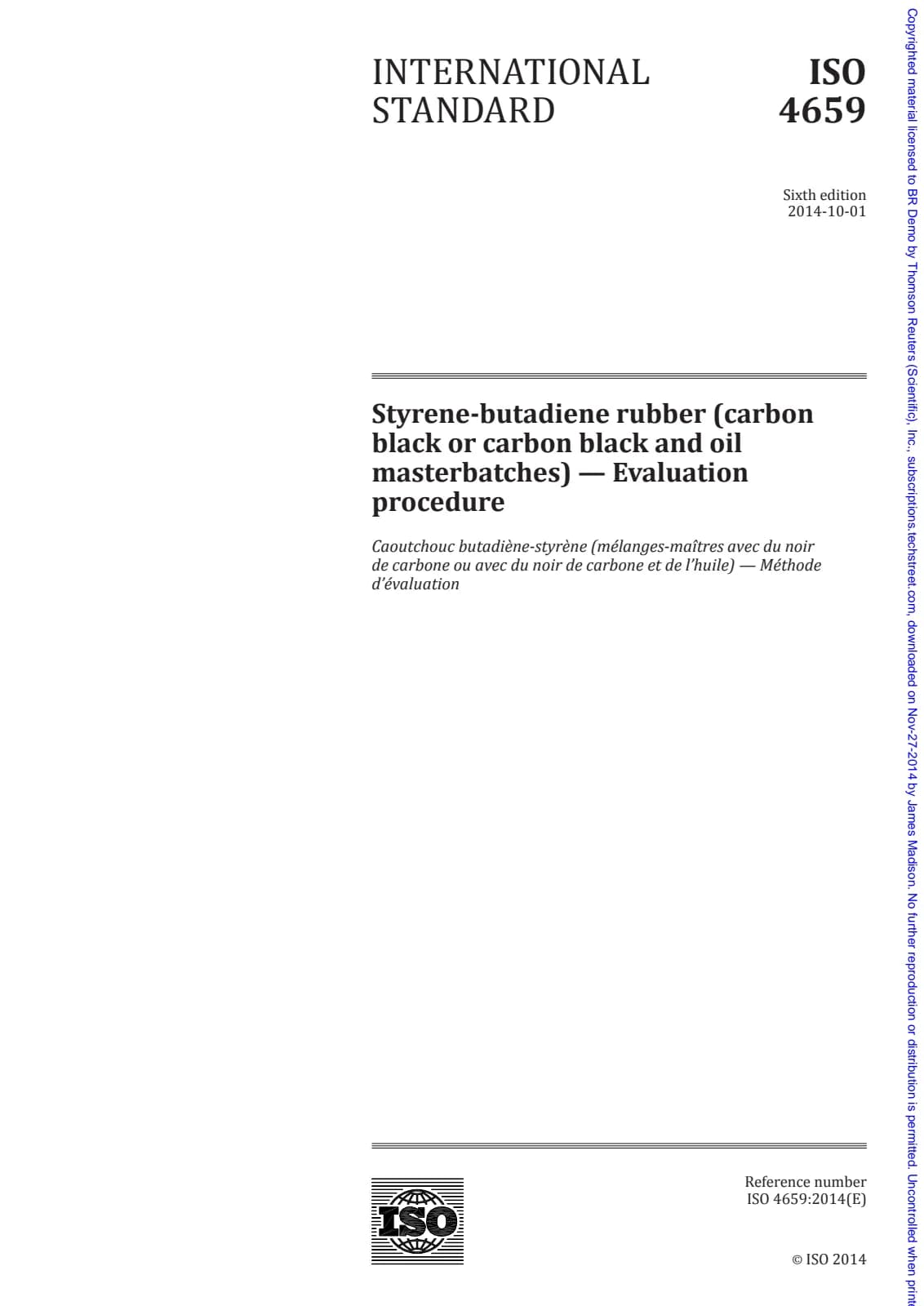 Первая страница стандарта ISO 4659:2014