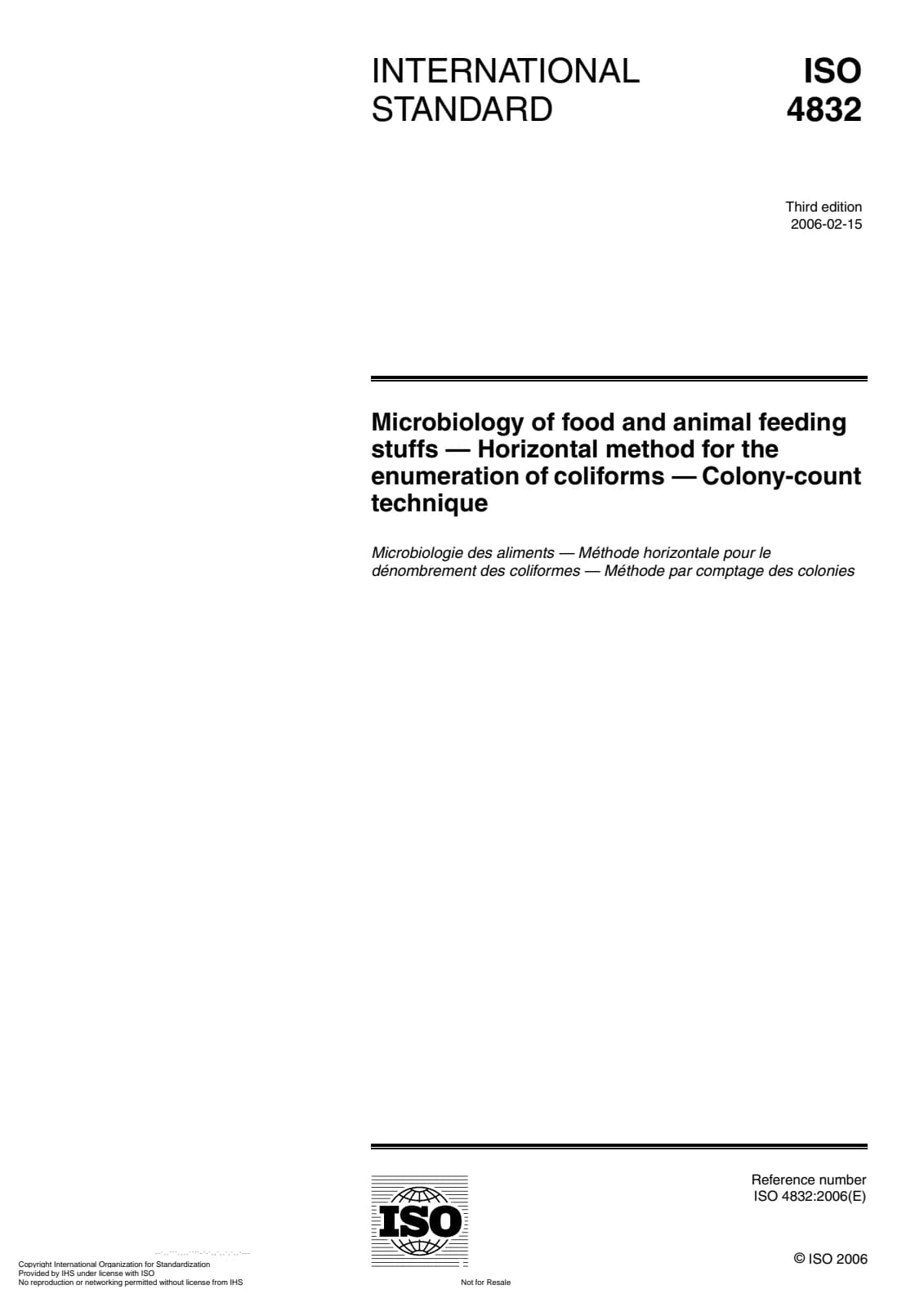 Первая страница стандарта ISO 4832:2006