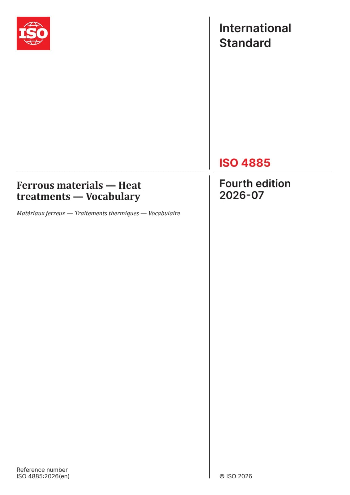Первая страница стандарта ISO 4885:2026