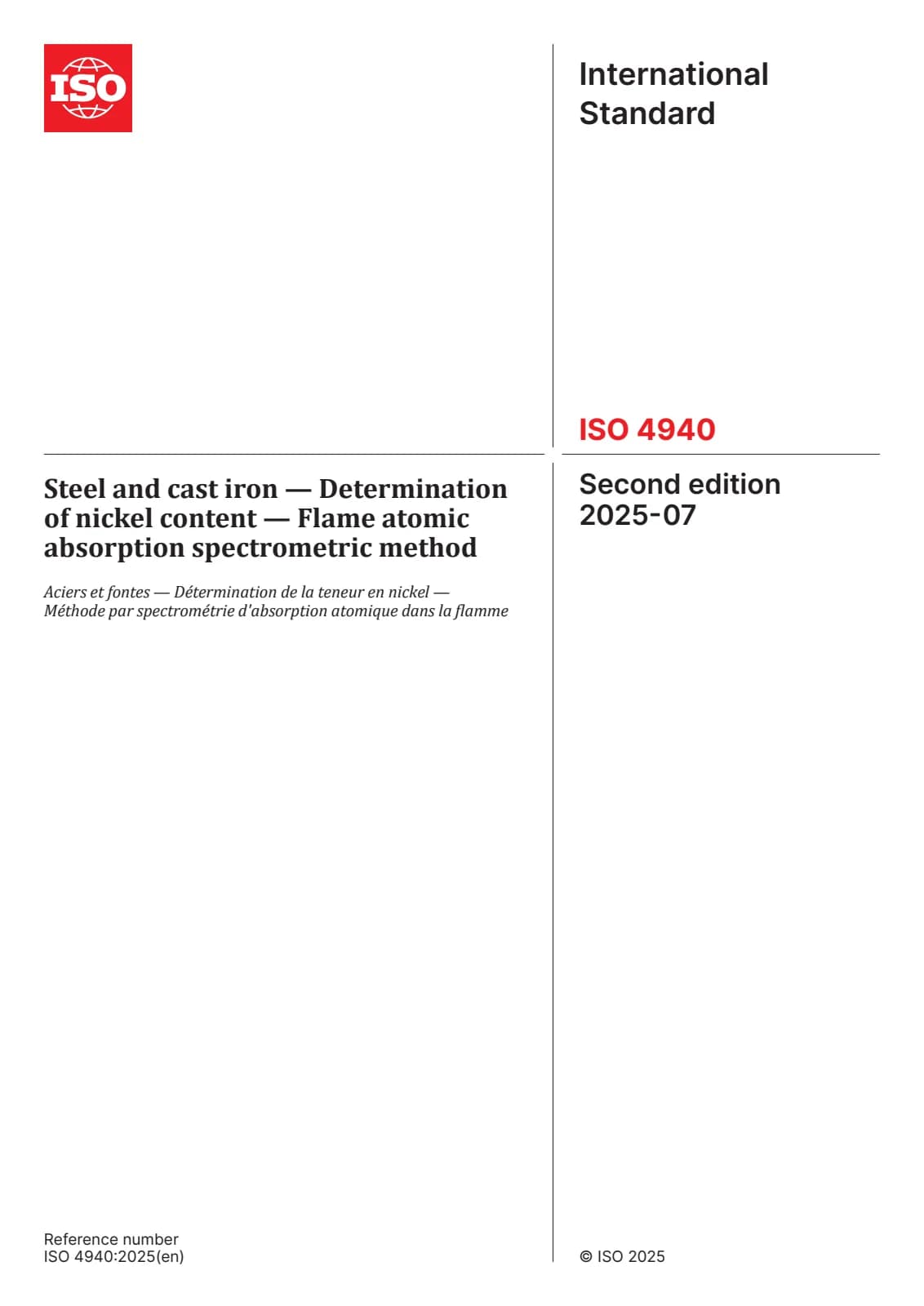 Первая страница стандарта ISO 4940:2025
