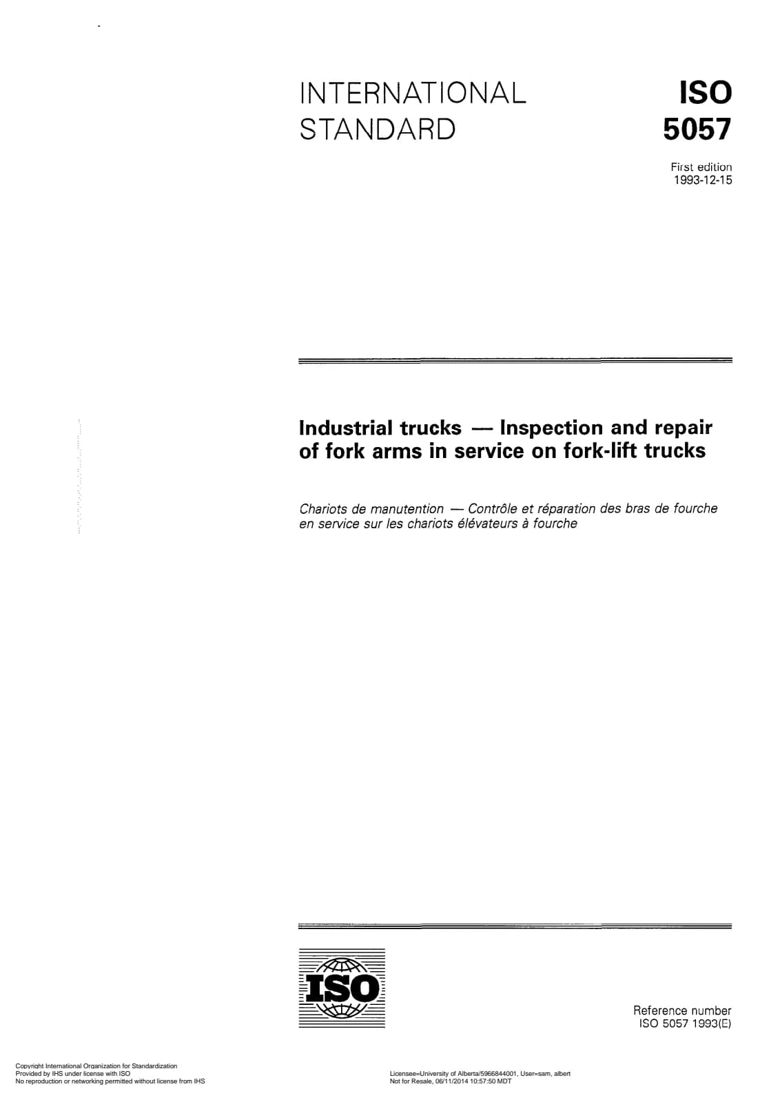 Первая страница стандарта ISO 5057:1993