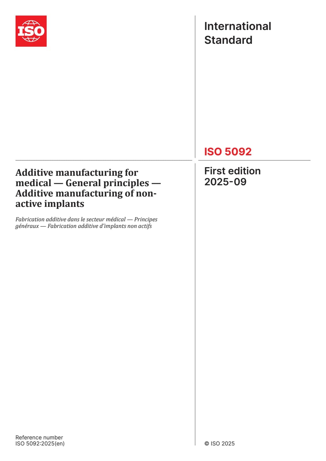 Первая страница стандарта ISO 5092:2025
