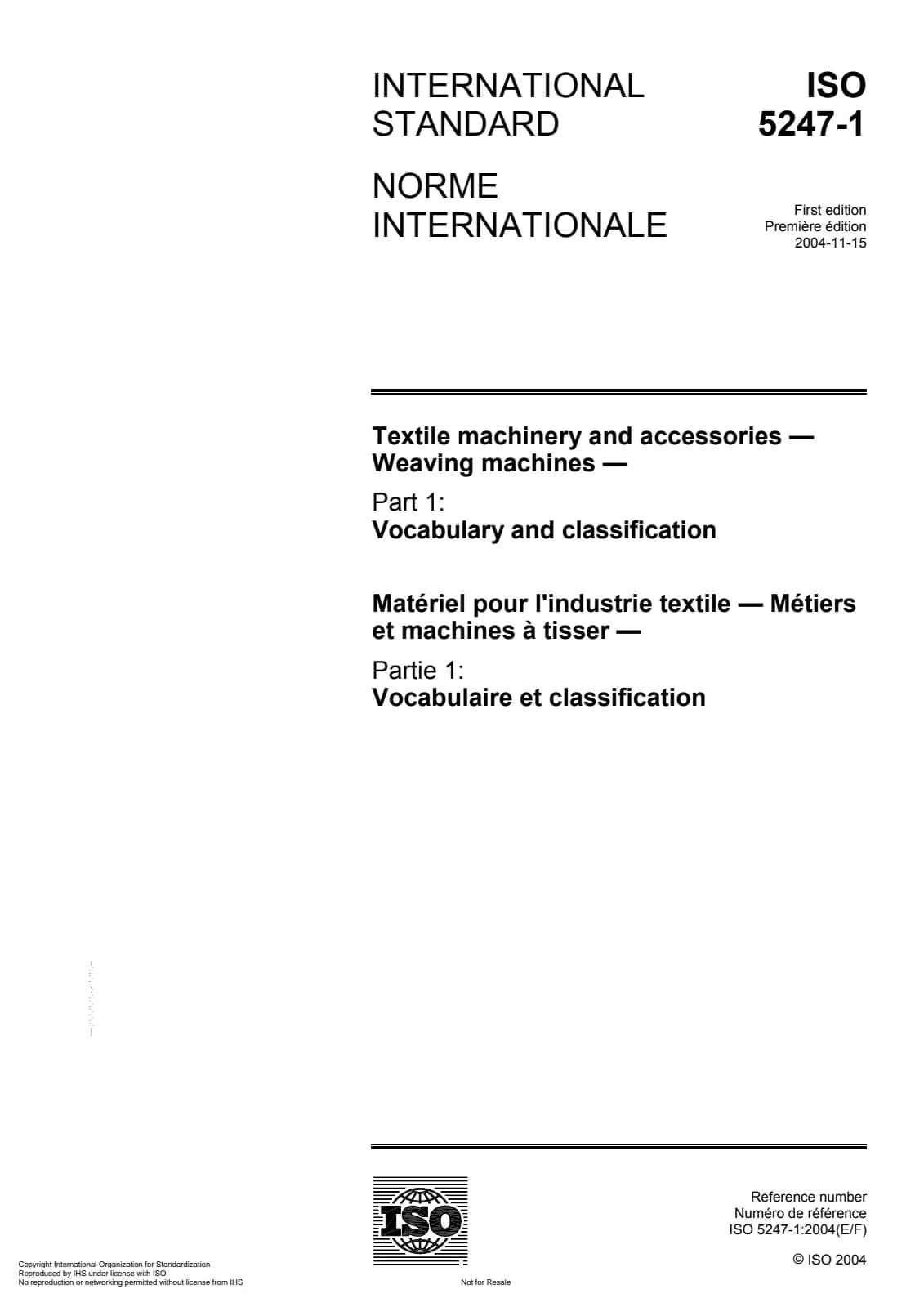 Первая страница стандарта ISO 5247-1:2004