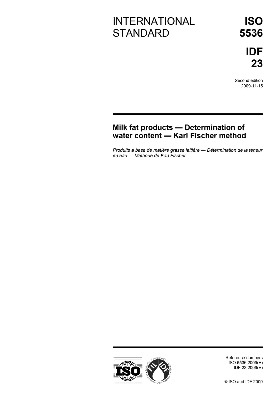 Первая страница стандарта ISO 5536:2009