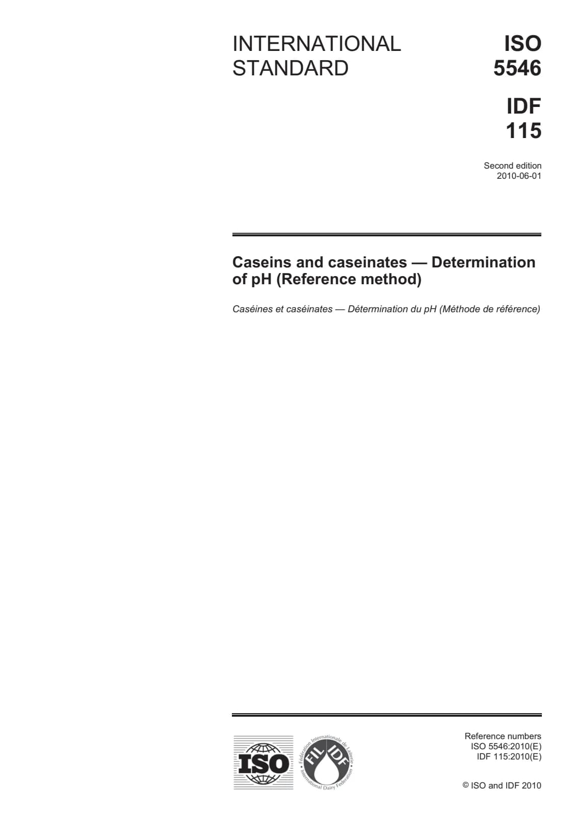 Первая страница стандарта ISO 5546:2010