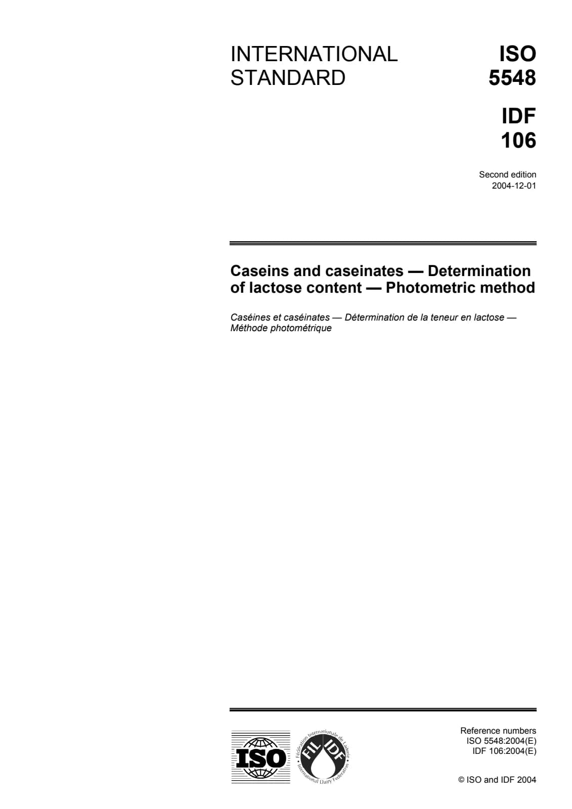 Первая страница стандарта ISO 5548:2004