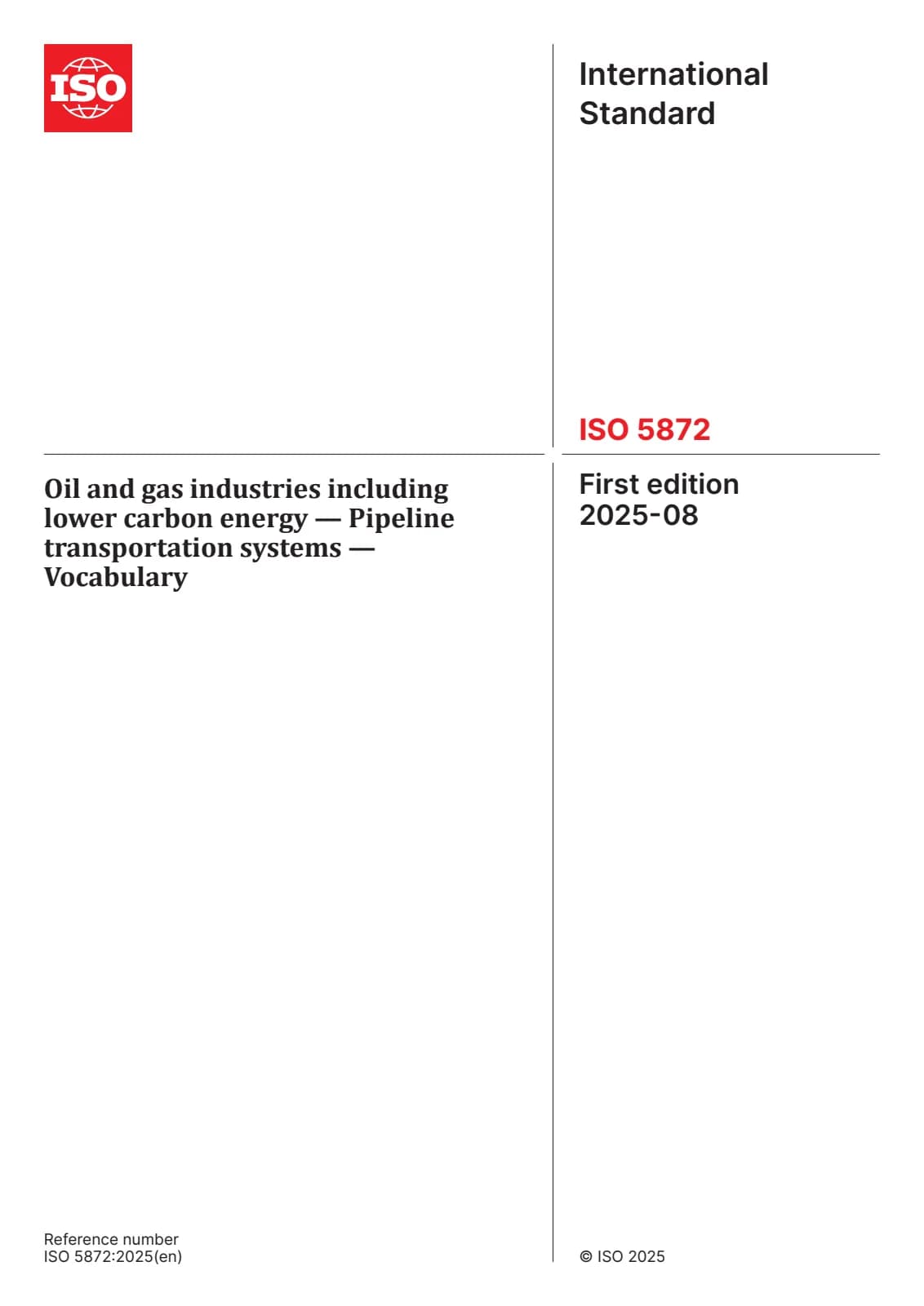 Первая страница стандарта ISO 5872:2025
