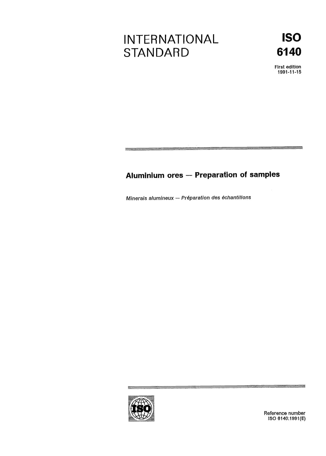 Первая страница стандарта ISO 6140:1991