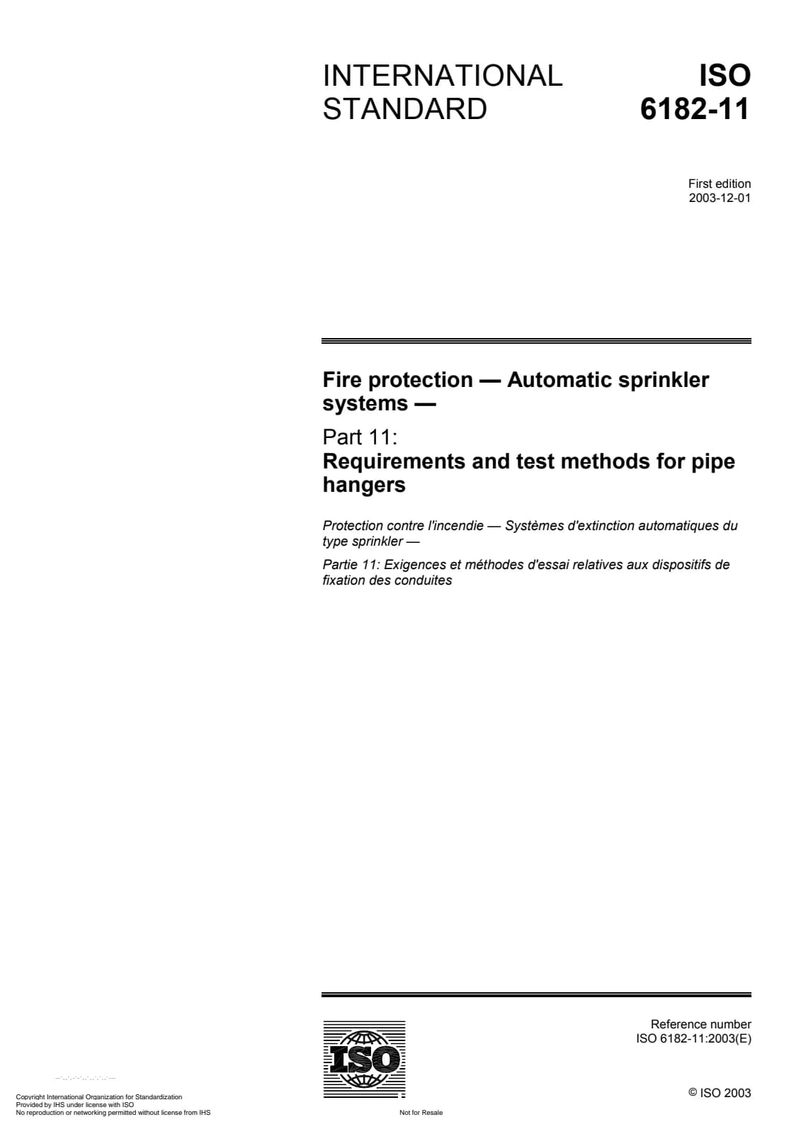 Первая страница стандарта ISO 6182-11:2003