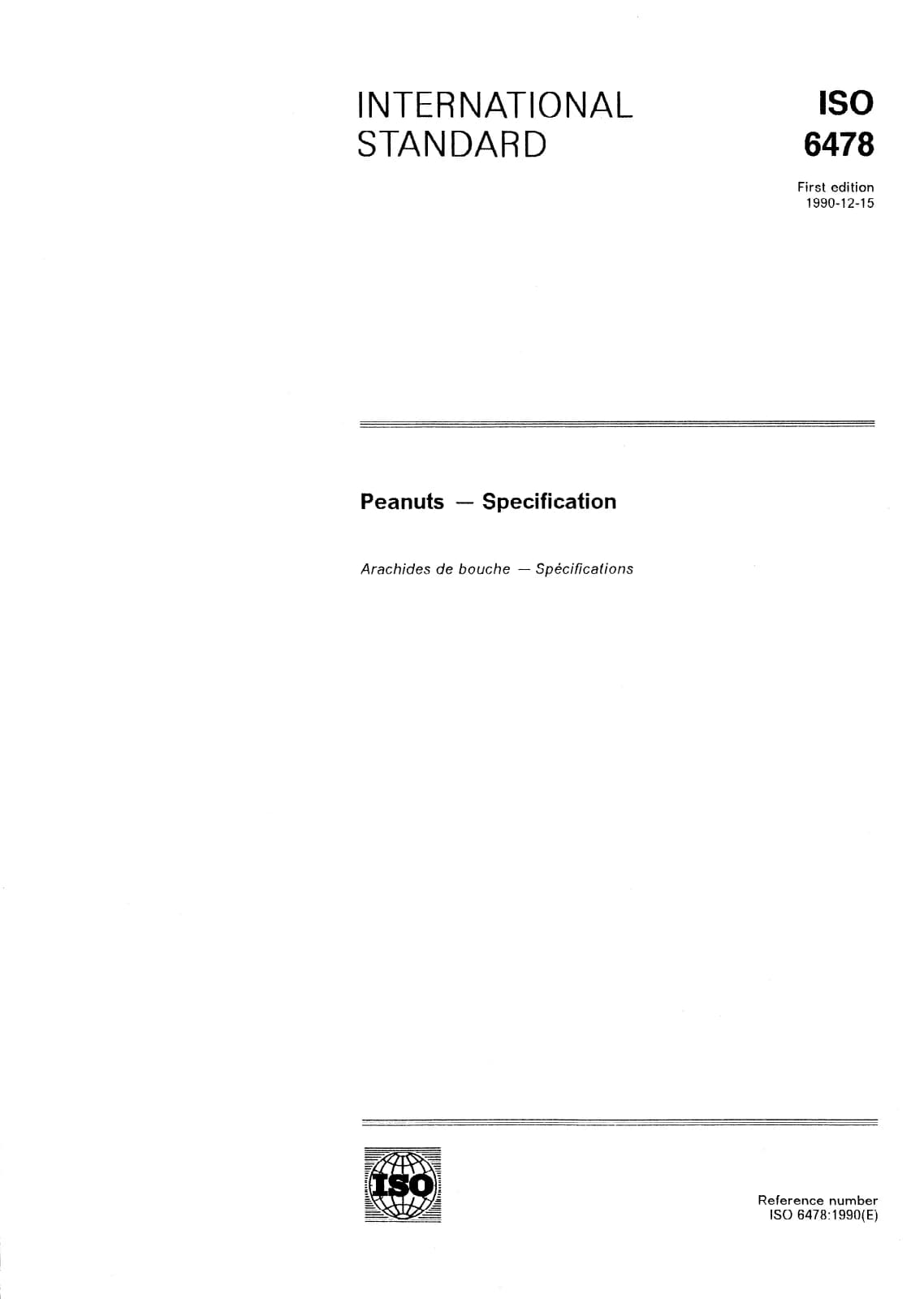 Первая страница стандарта ISO 6478:1990