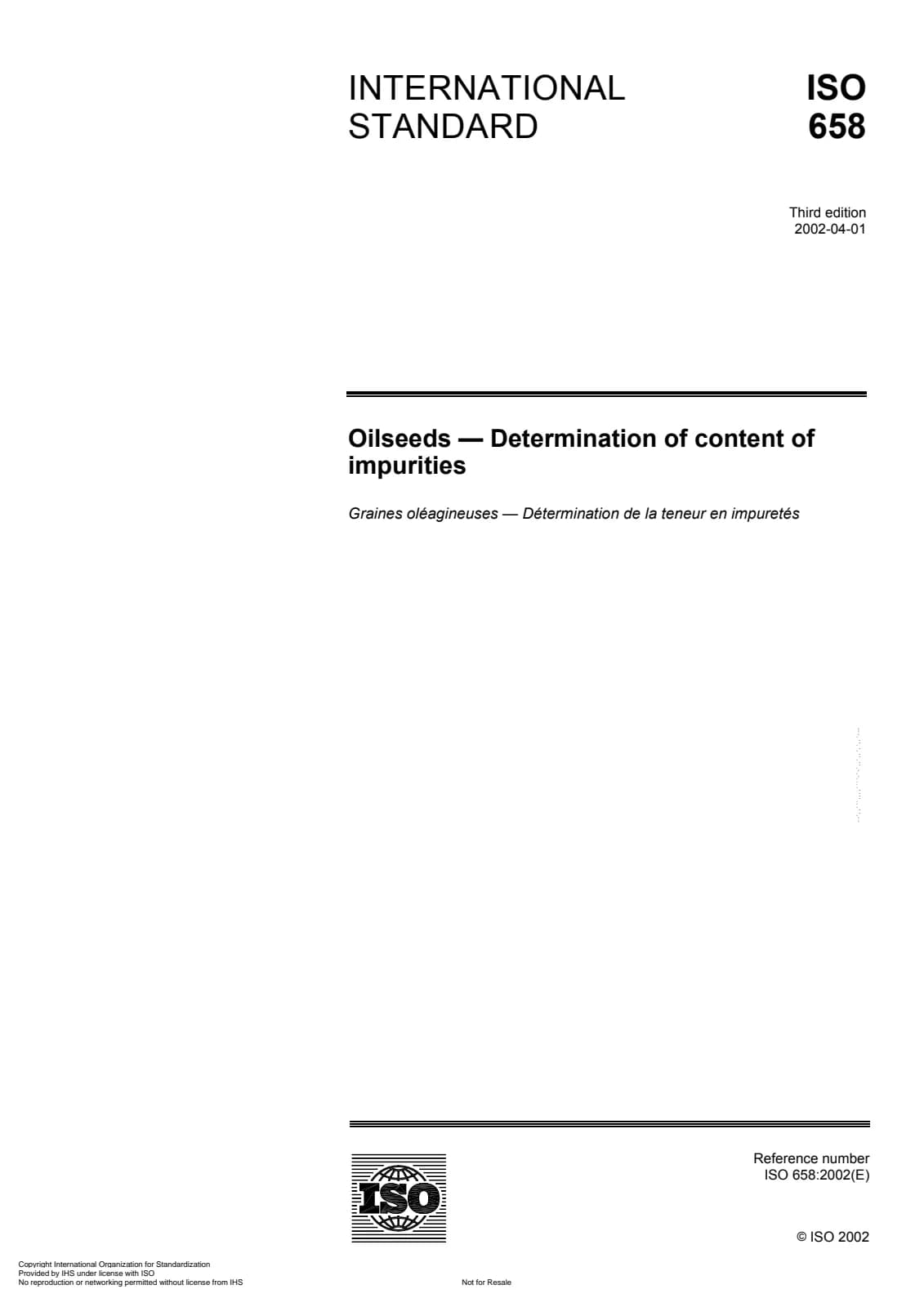 Первая страница стандарта ISO 658:2002