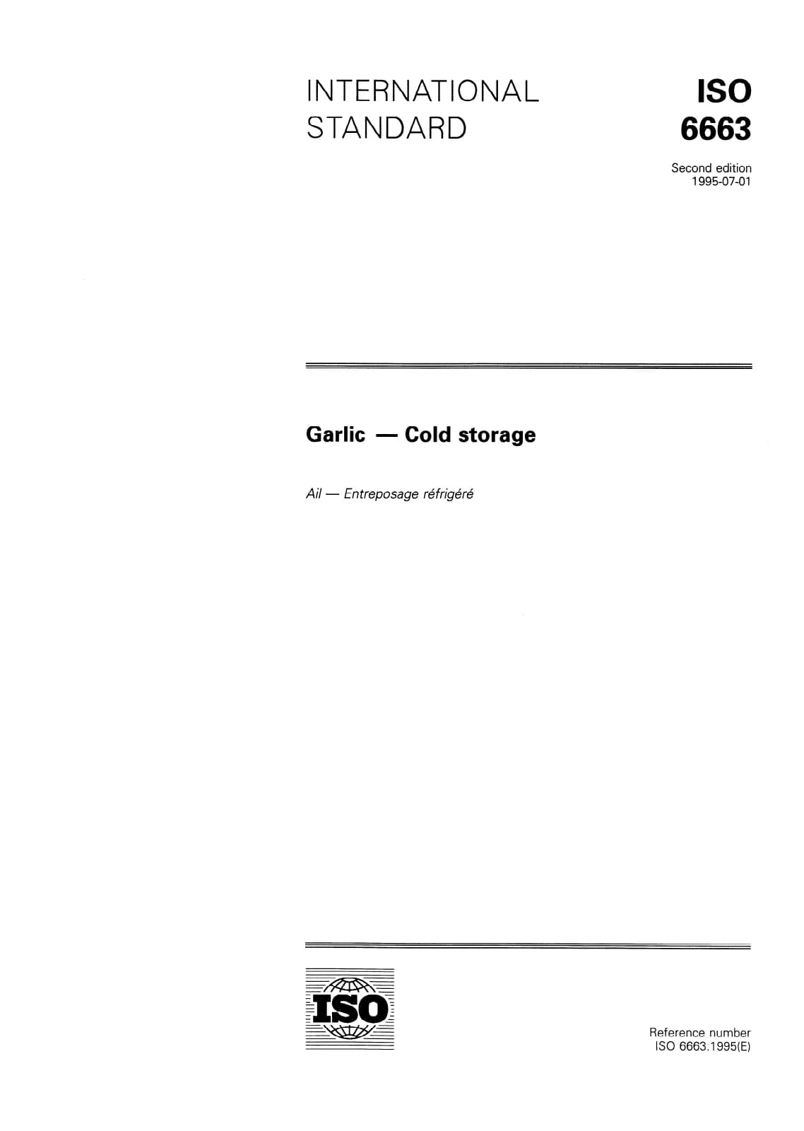Первая страница стандарта ISO 6663:1995